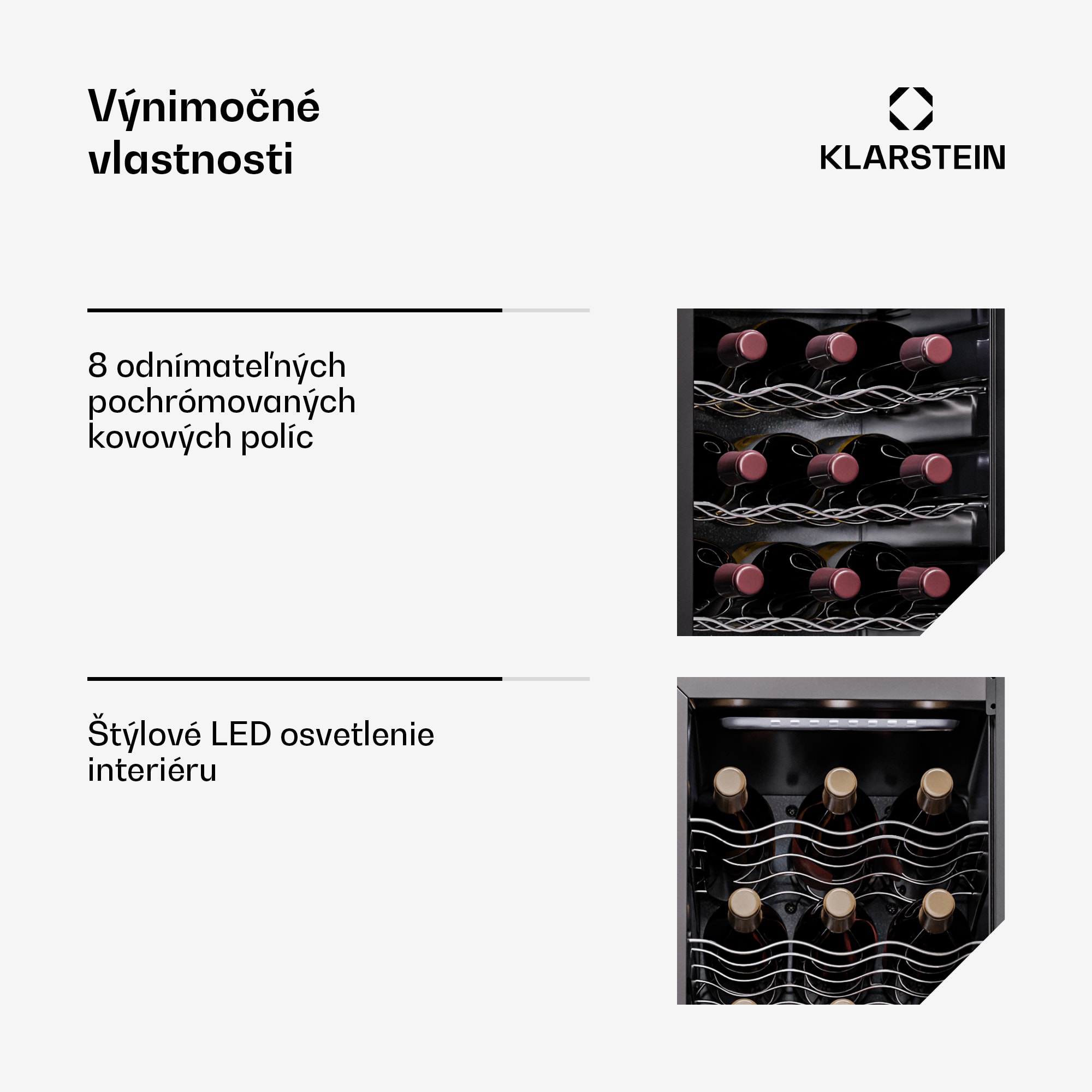 Klarstein Shiraz 24 Duo, chladnička na víno, 2 zóny, 75 l/24 fliaš, 5-18 °C, dotykové ovládanie – Obrázok 3