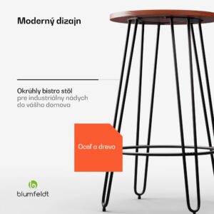 Blumfeldt Bistro stôl, Hamilton, Ø60cm, drevený oceľový rám