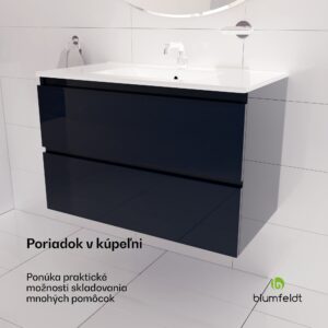 Blumfeldt Johnstone, umývadlo a skrinka do kúpeľne, 80 cm, keramické umývadlo, zatváranie Soft-Close