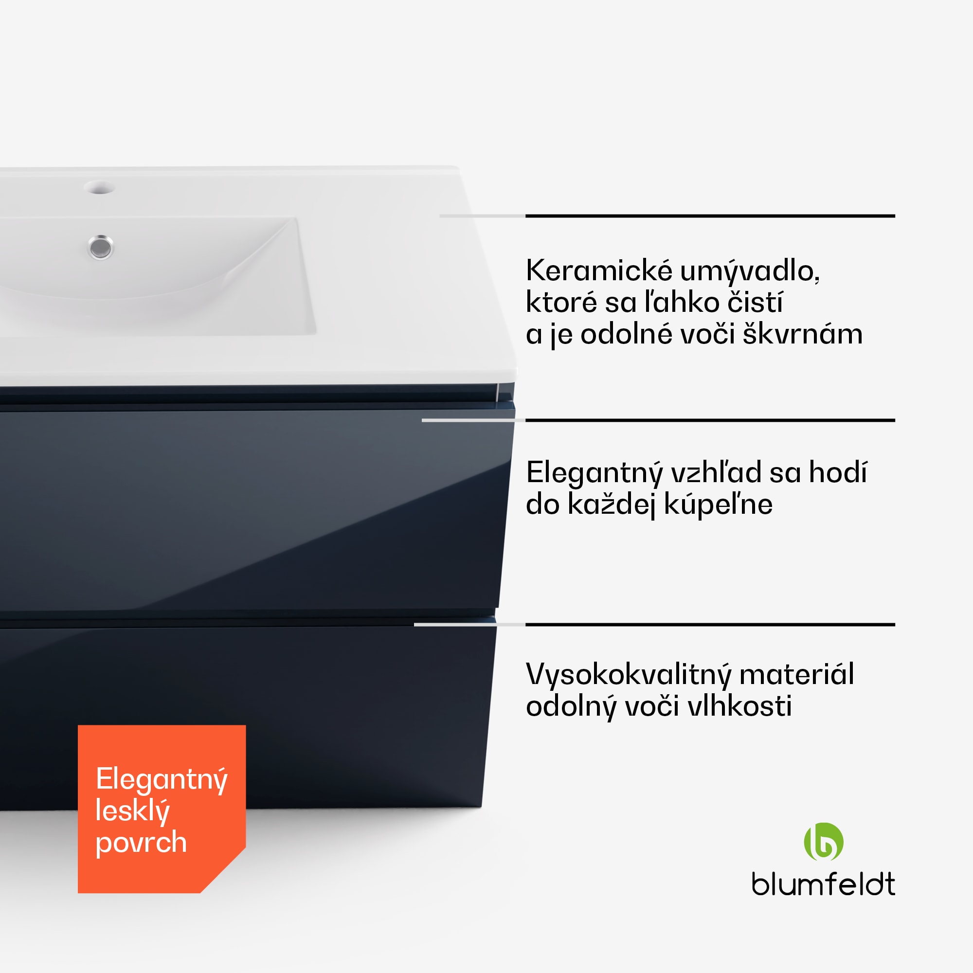 Blumfeldt Johnstone, umývadlo a skrinka do kúpeľne, 80 cm, keramické umývadlo, zatváranie Soft-Close – Obrázok 2