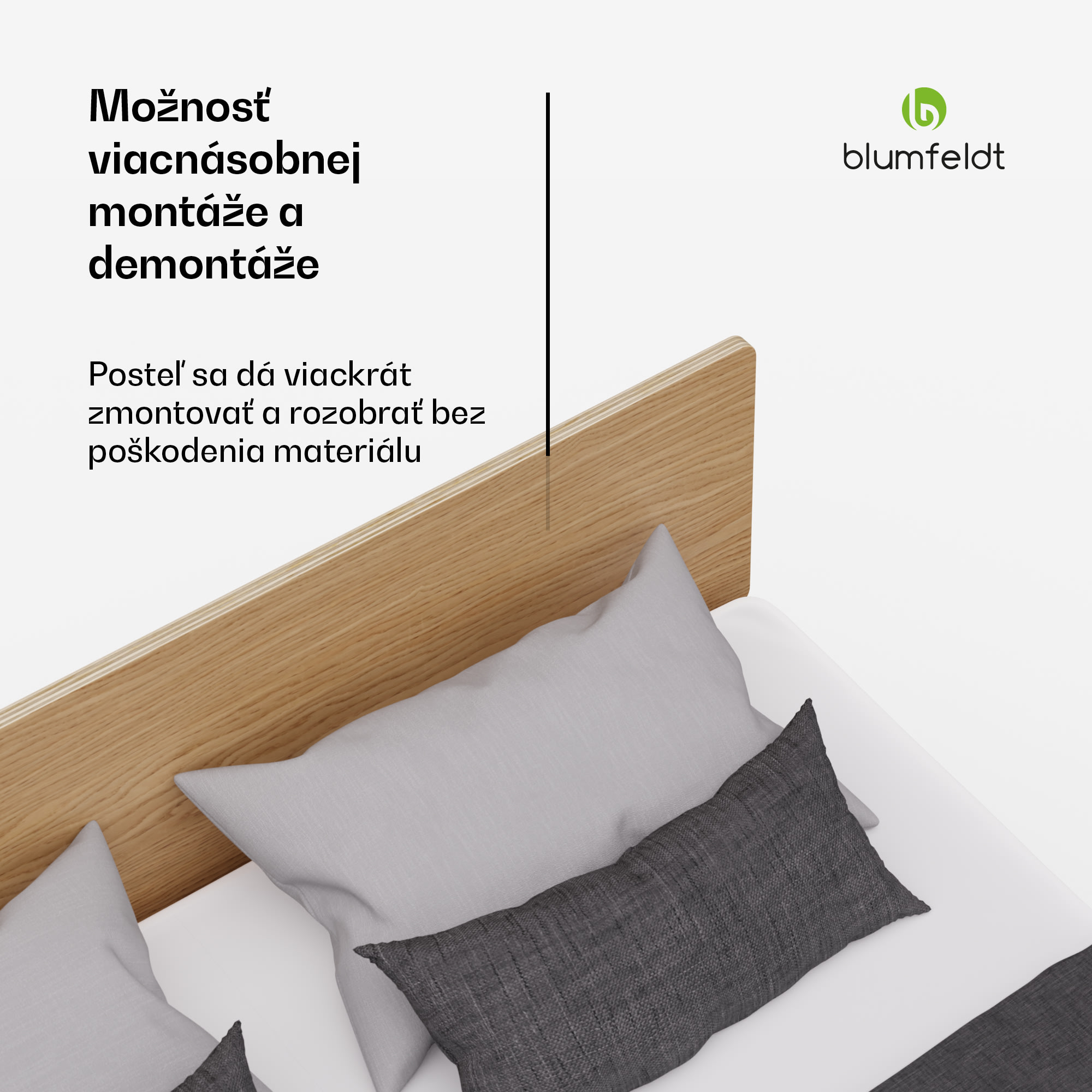 Blumfeldt NordicAura Double rám manželskej postele, 140 cm x 200 cm, robustný, bez náradia, eukalyptové drevo, polička – Obrázok 4