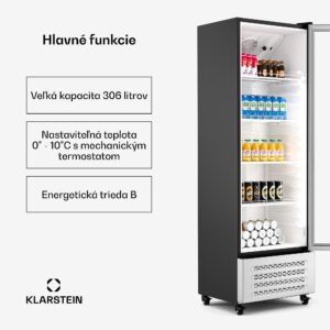 Klarstein GrandCooler chladnička na nápoje, 306 l, LED osvetlenie, s kolieskami, 4 police