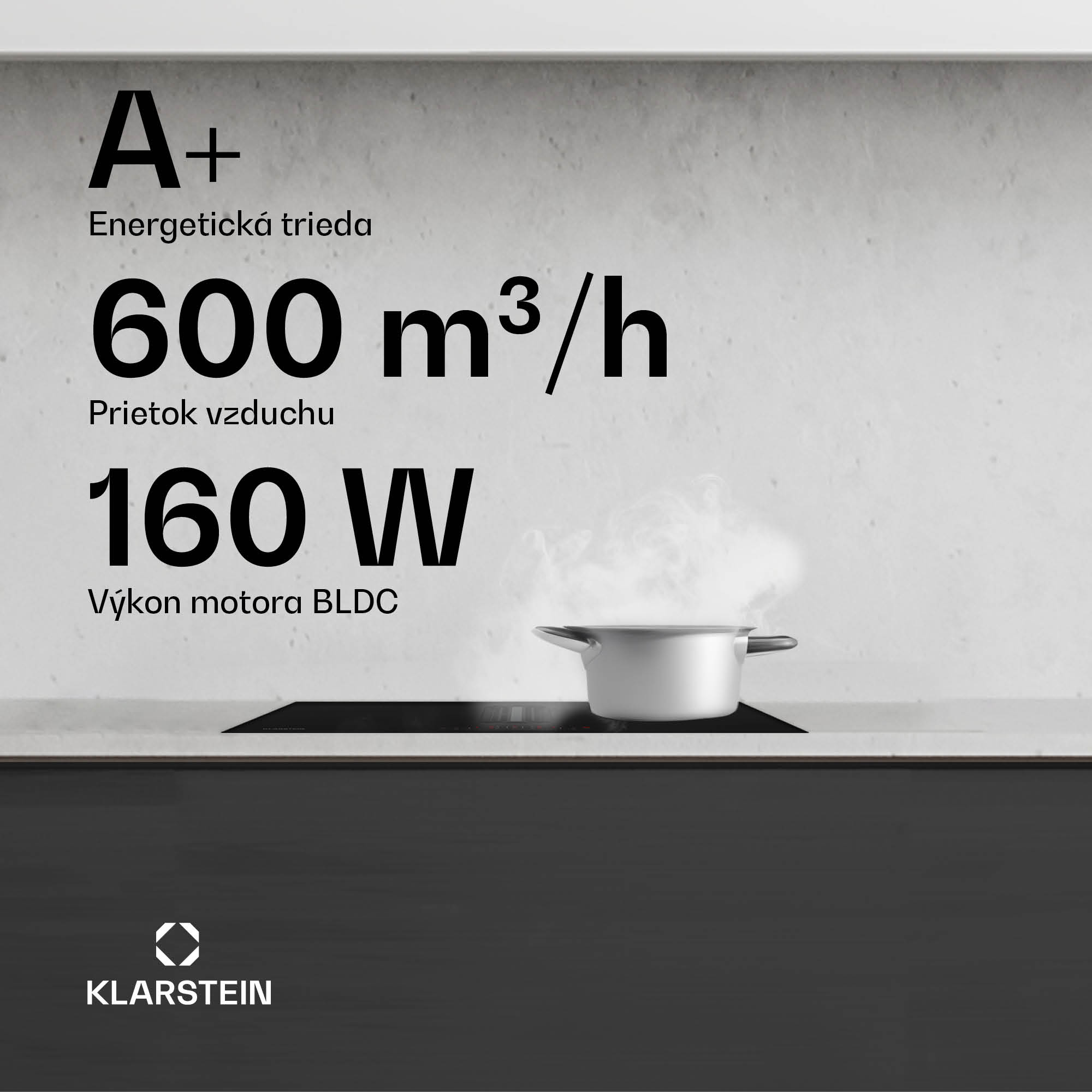 Klarstein AirJet 60 Down Air System, indukčný sporák + DownAir-digestor, 10 000 W, 600 m³/h, Boost – Obrázok 2