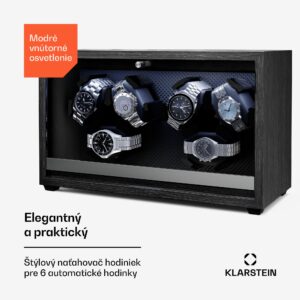 Klarstein Brienz 6 naťahovač hodiniek, 4 režimy, tichý, drevený vzhľad, flexibilný vankúš