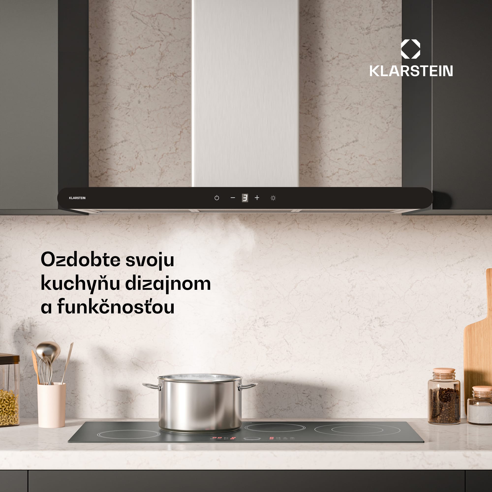 Klarstein CurveVent digestor, 700 m³/h, Dotykový, LED, 110 W, EEK A+