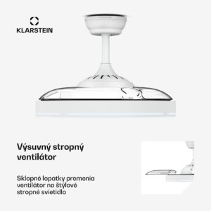 Klarstein AirFold, Inteligentný stropný ventilátor, Zaťahovacie lopatky, Stmievateľné LED svetlo, Smart