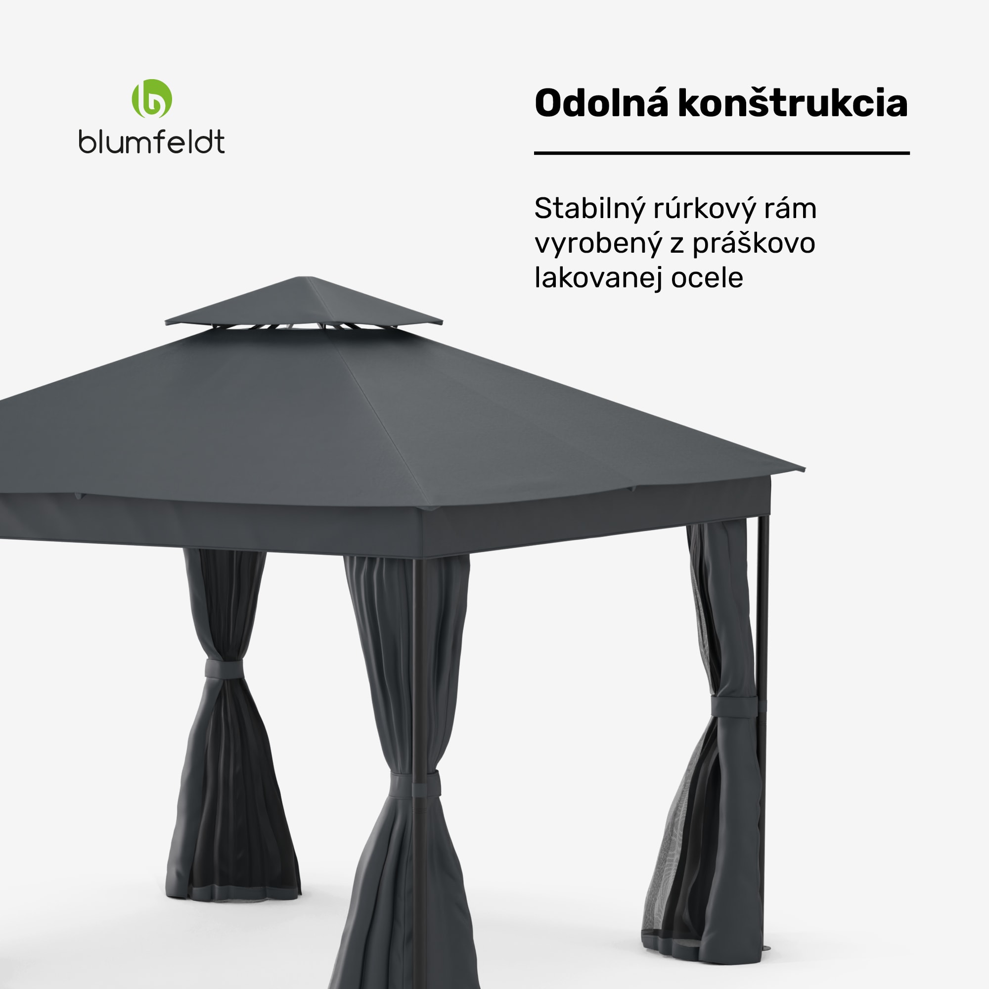 Blumfeldt Altánok Mondo Dual 3x3 s dvojitou strechou a sieťou proti hmyzu – Obrázok 2