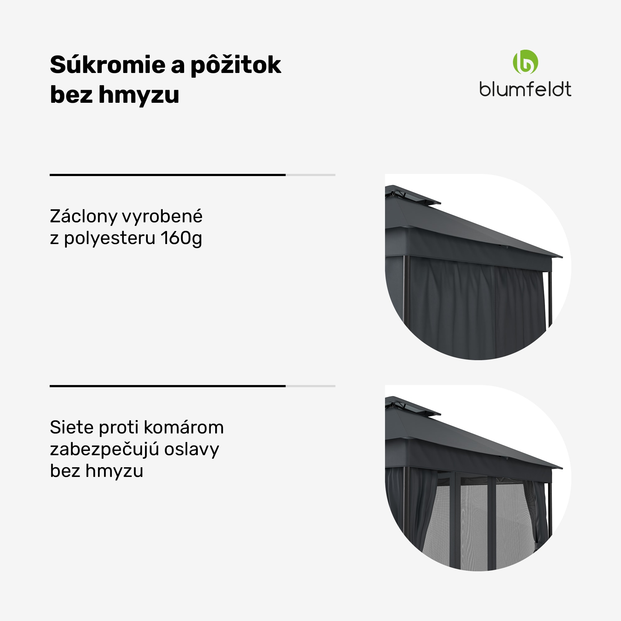 Blumfeldt Altánok Mondo Dual 3x3 s dvojitou strechou a sieťou proti hmyzu – Obrázok 4