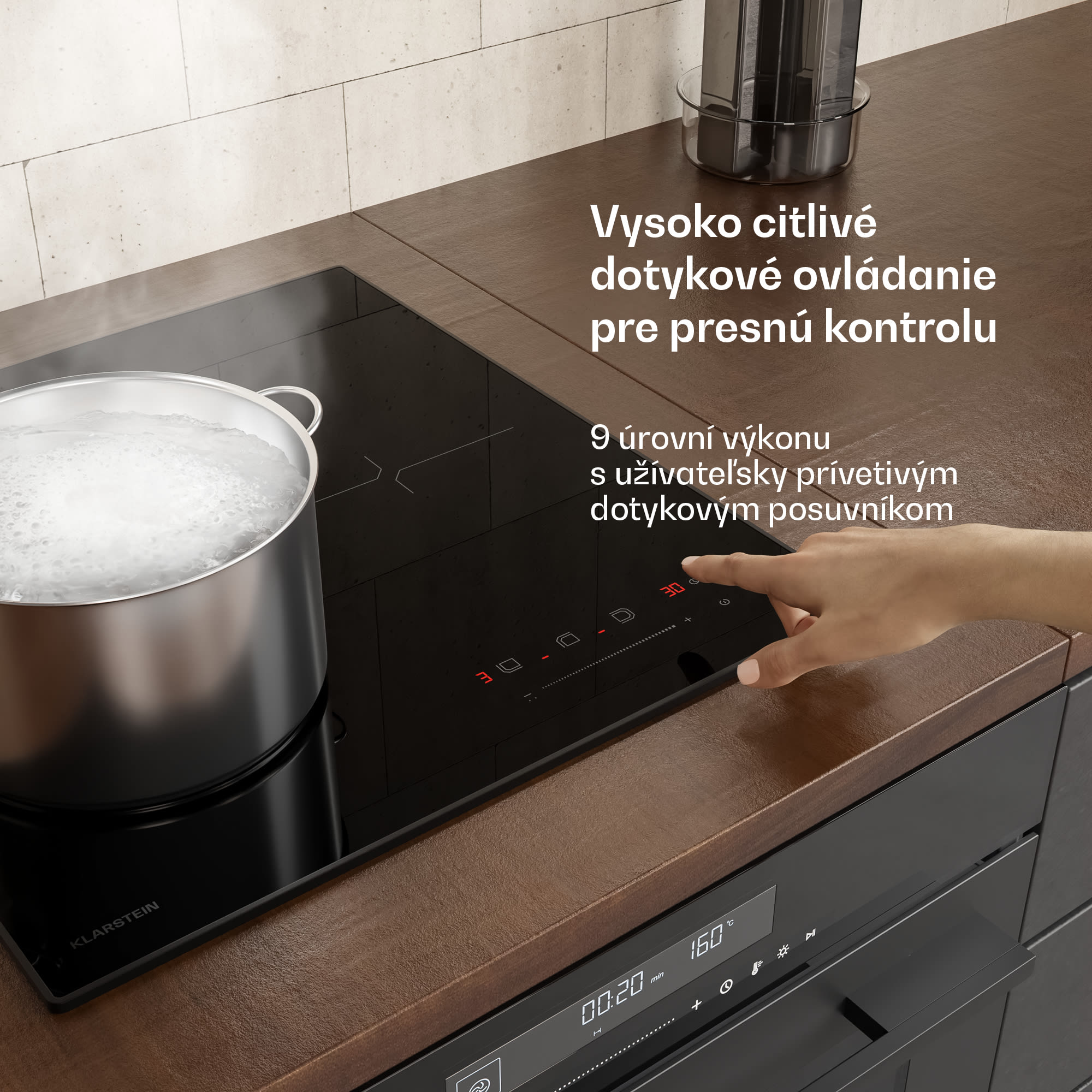 Klarstein Velaire indukčná varná doska, elegantná, minimalistická, kompaktná, 3 varné zóny, 5500 W, 45 cm – Obrázok 4