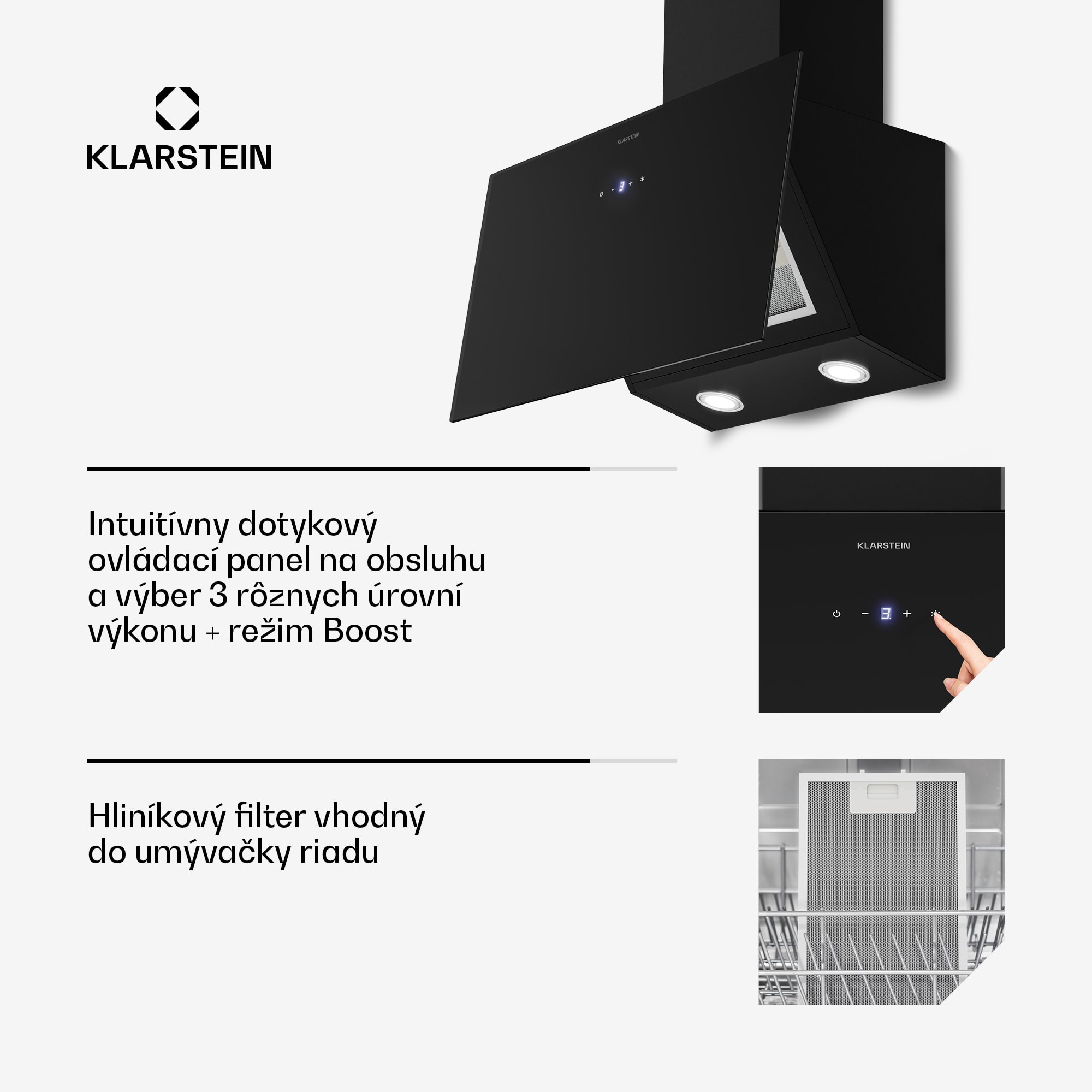Klarstein Laurel šikmý digestor | režim odsávania vzduchu a recirkulácie | bezpečnostné sklo | 417 m³/h | 60 cm – Obrázok 5
