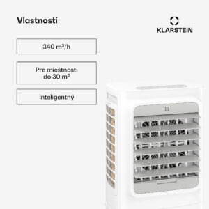 Klarstein Breezcube inteligentný ochladzovač vzduchu s vodným chladením | 340 m³/h | 10 l | 30 m² | 3 režimy | 50 W