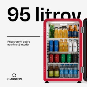 Klarstein Audrey Evo chladič nápojov | 72 x 38 cm | LED vnútorné osvetlenie | 95 W | 42 dB