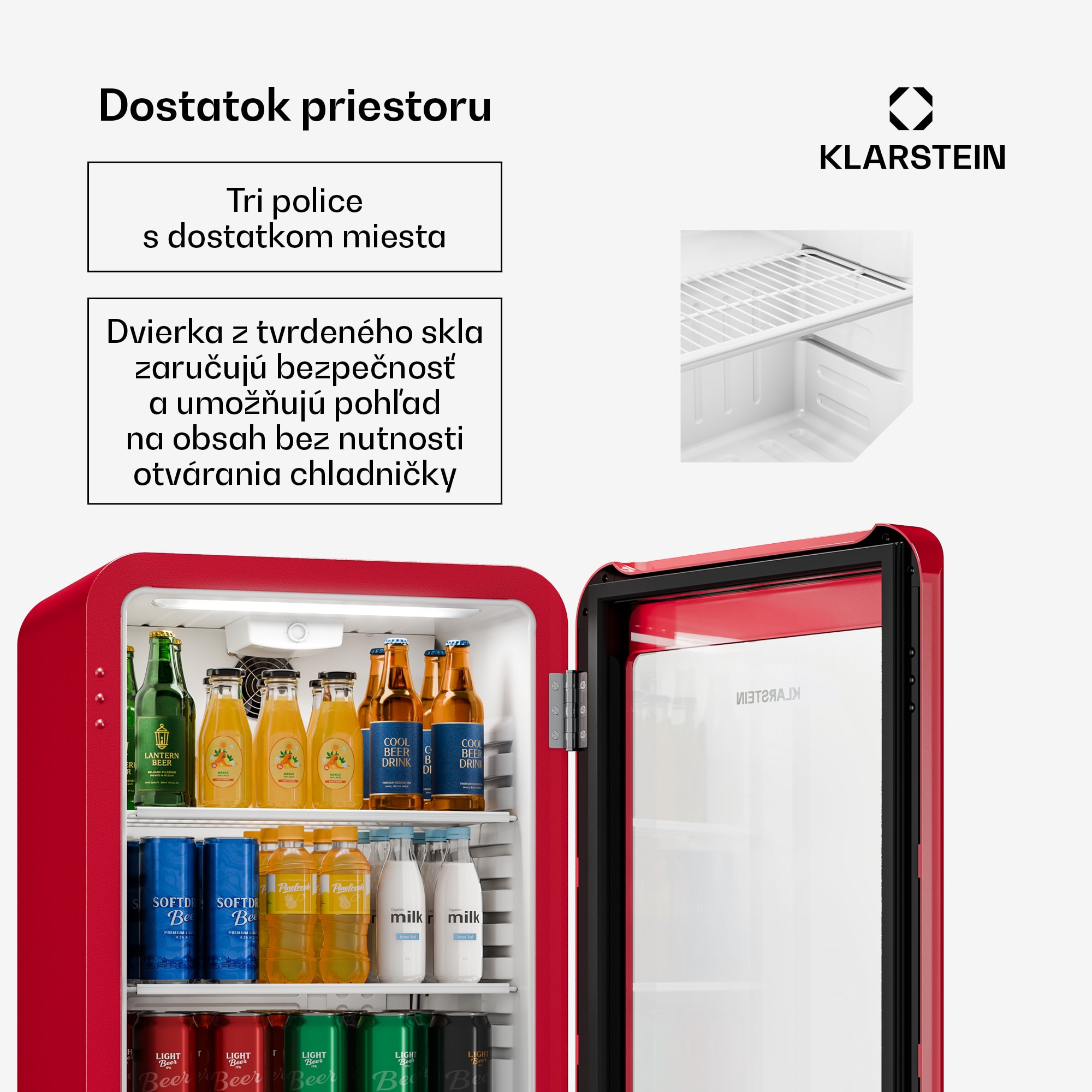 Klarstein Audrey Evo chladič nápojov | 72 x 38 cm | LED vnútorné osvetlenie | 95 W | 42 dB – Obrázok 4