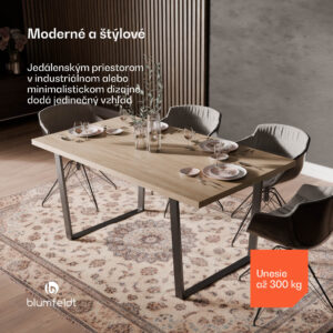 Blumfeldt Bearsdon jedálenský set, stolová doska a kovové nohy stola, industriálny štýl, stabilný, moderný