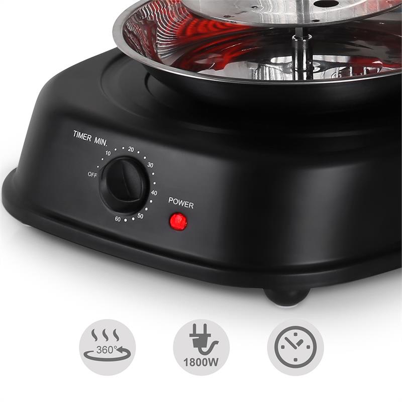 OneConcept Kebap Master, vertikálny gril, 1800 W, čierny