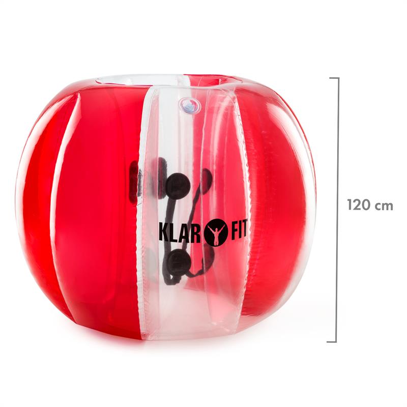 KLARFIT Bubball AR Bubble Ball pre dospelých 120x150cm EN71P PVC červená – Obrázok 3