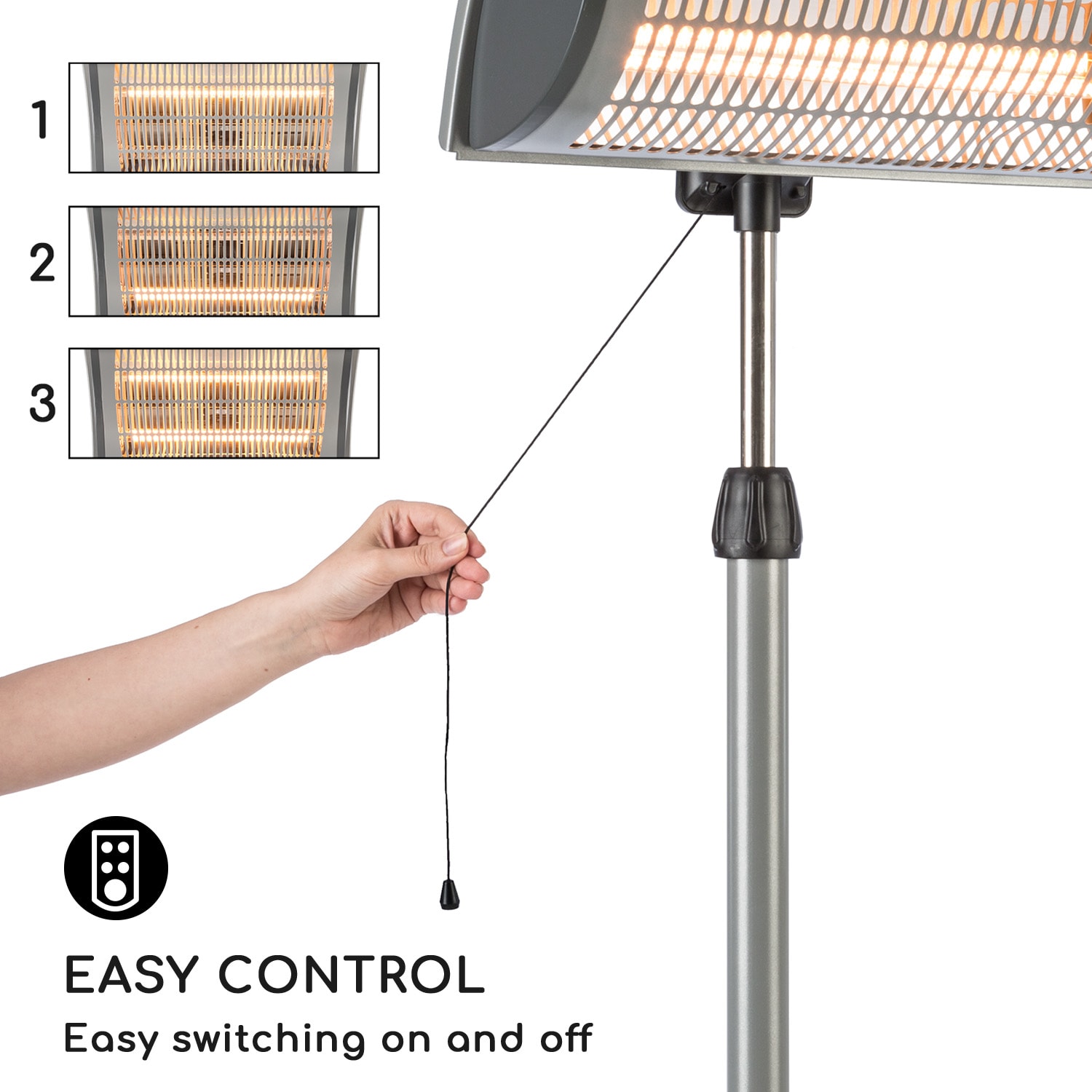 Blumfeldt Heat Guard Focus, terasový ohrievač, 1000/2000 W, IR ComfortHeat, sivý – Obrázok 5