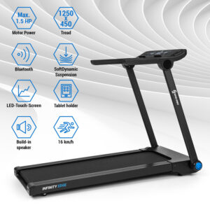 Capital Sports Infinity Edge, bežecký pás, 1,5 HP, Bluetooth, LED dotykový displej