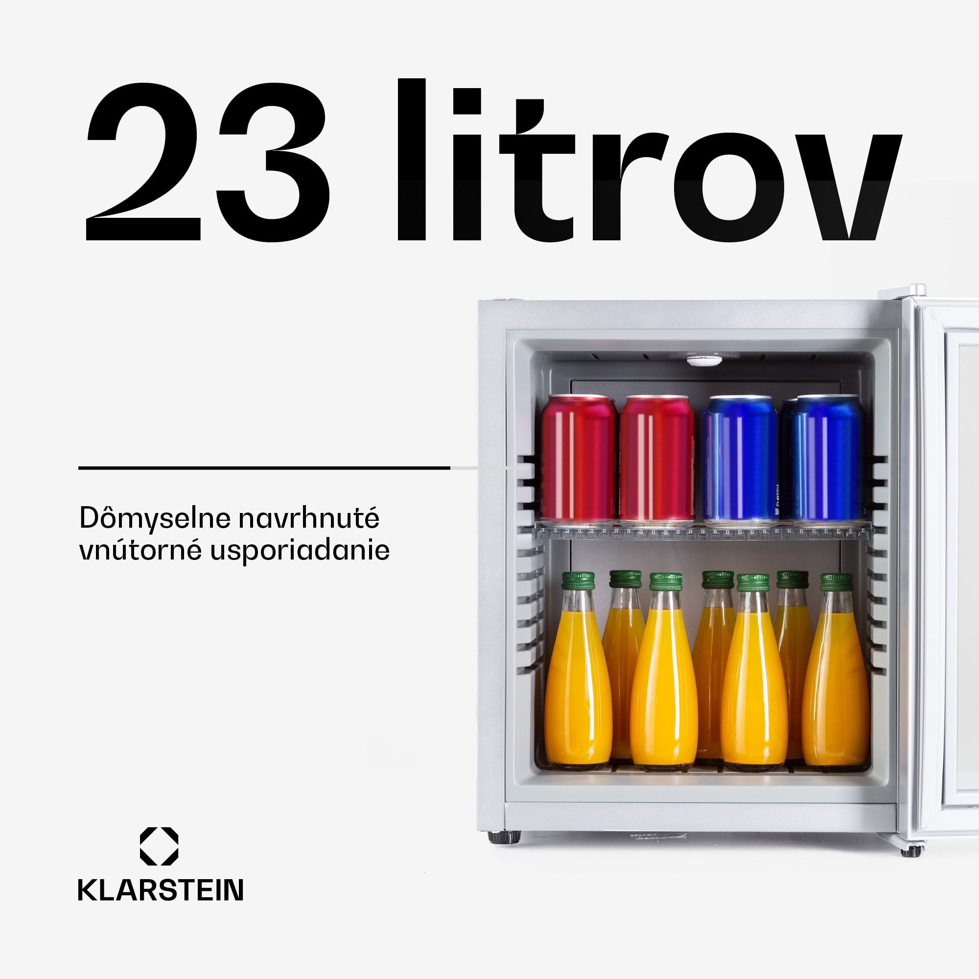 Klarstein Brooklyn 24, mini chladnička, so sklenenými dverami, LED osvetlenie, police