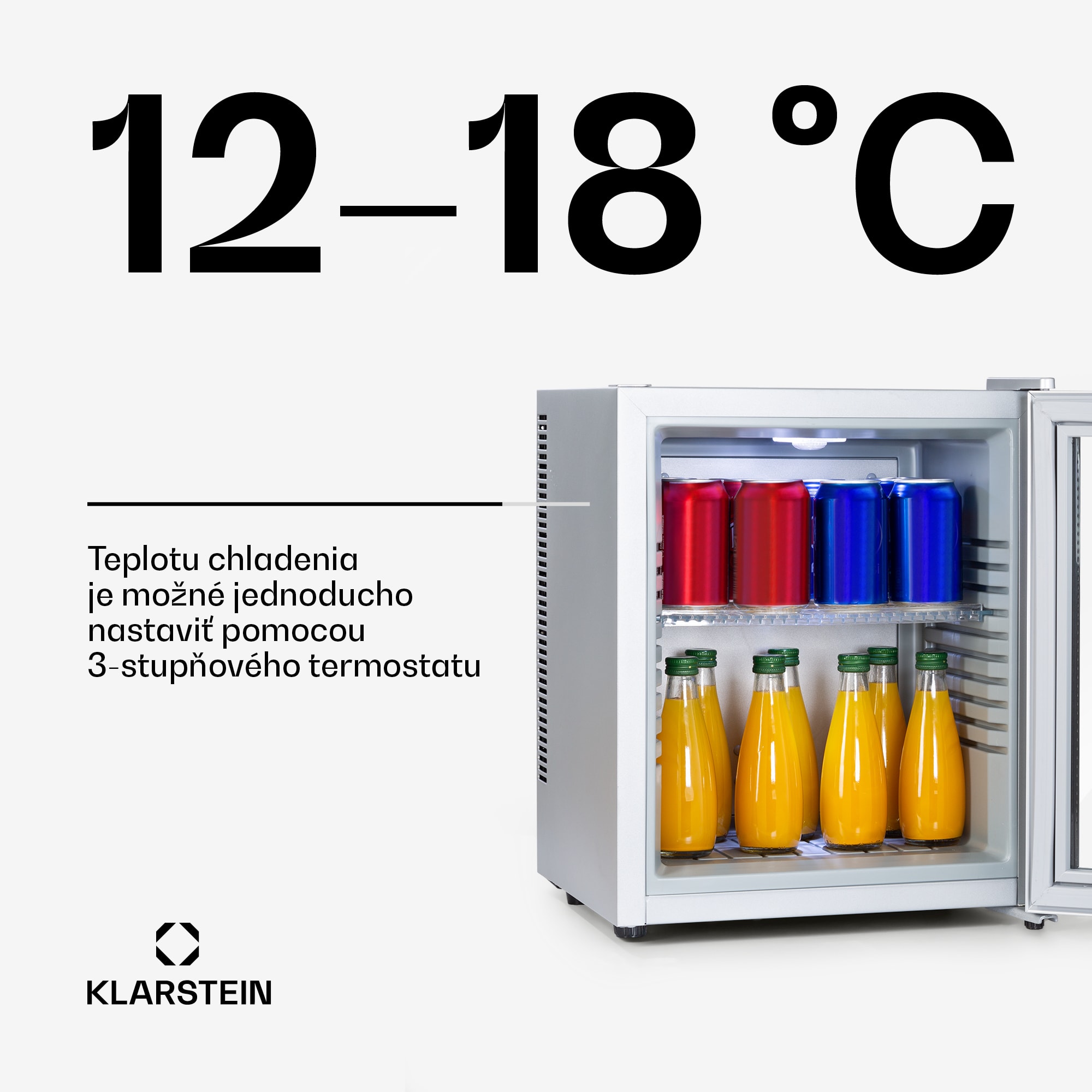 Klarstein Brooklyn 24, mini chladnička, so sklenenými dverami, LED osvetlenie, police – Obrázok 3