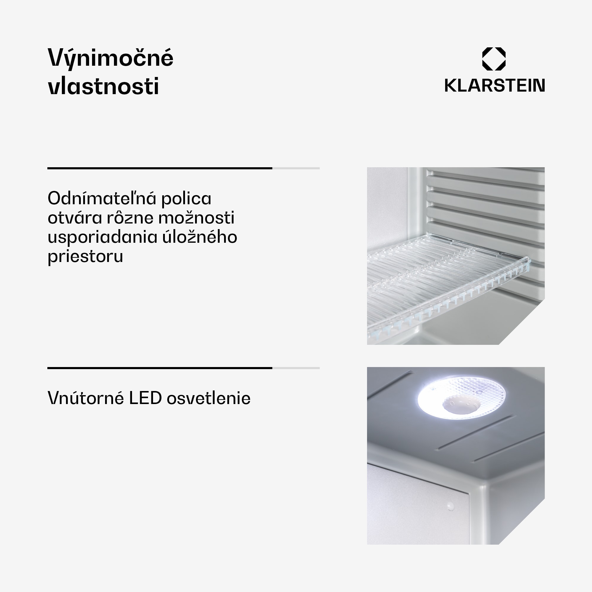 Klarstein Brooklyn 24, mini chladnička, so sklenenými dverami, LED osvetlenie, police – Obrázok 4