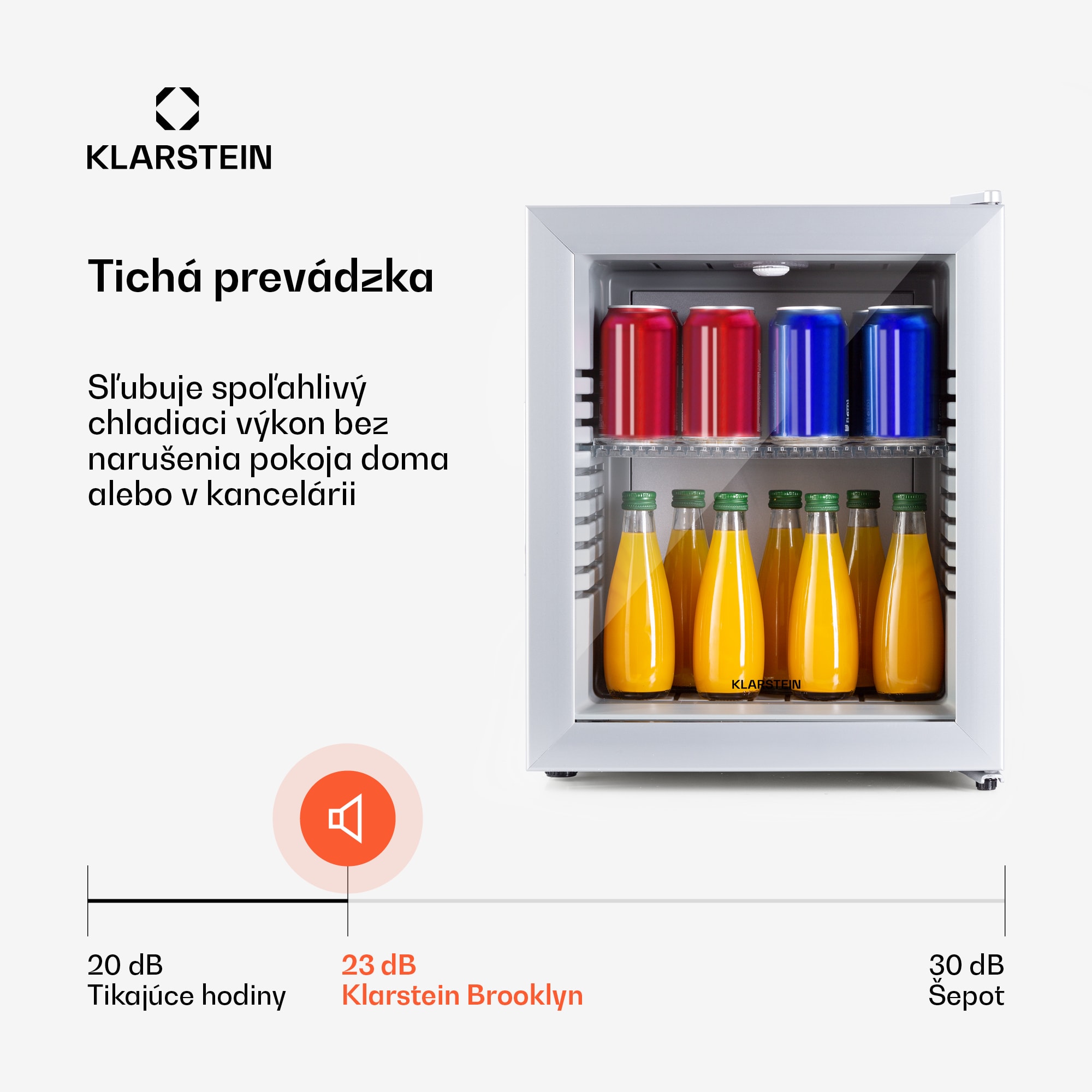 Klarstein Brooklyn 24, mini chladnička, so sklenenými dverami, LED osvetlenie, police – Obrázok 5