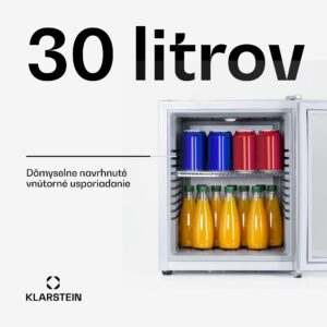 Klarstein Brooklyn 32, mini chladnička, sklenené dvere, LED osvetlenie, police