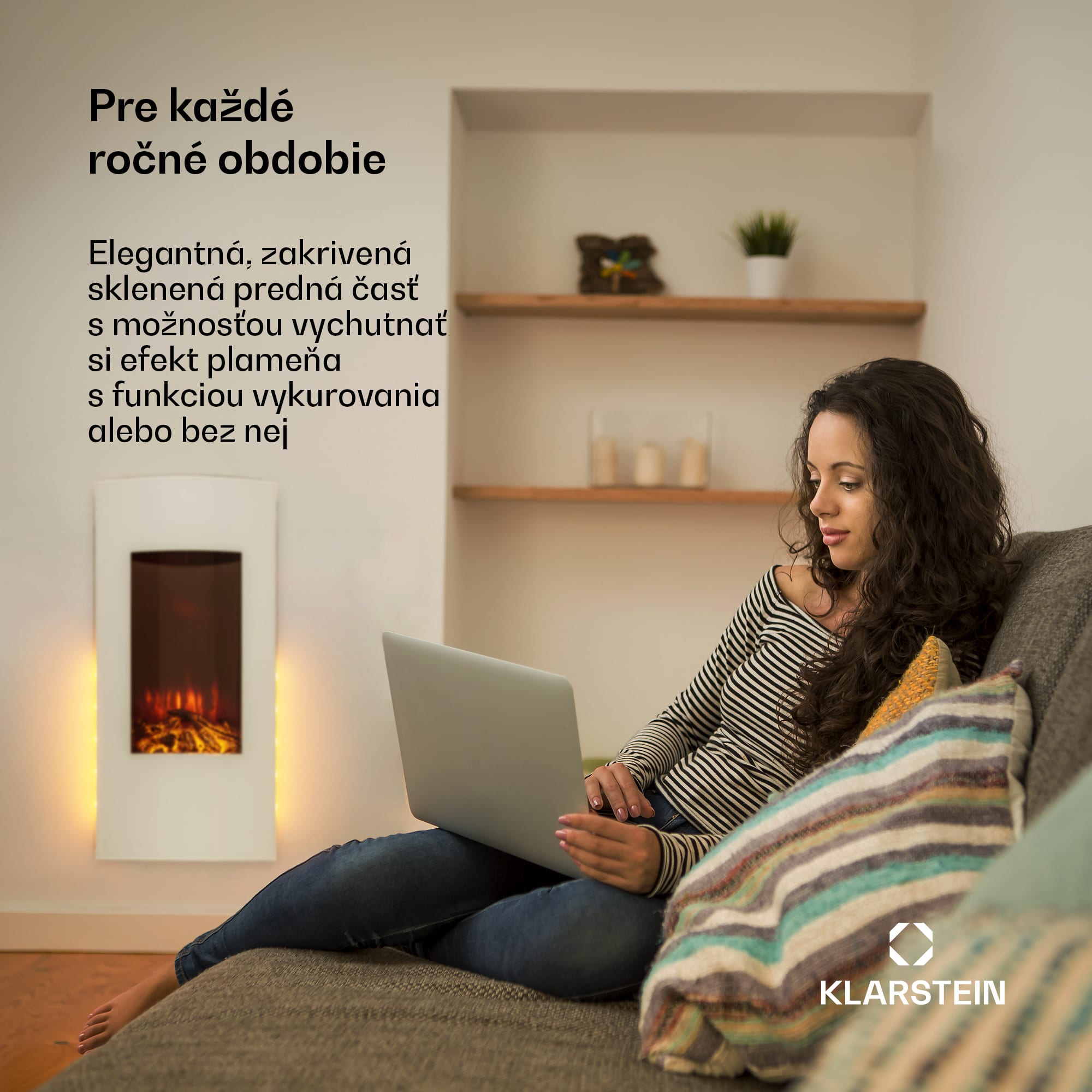 Klarstein Lamington, elektrický krb, 2000 W, LED plameň, teplovzdušný ohrievač, časovač, osvetlenie – Obrázok 2