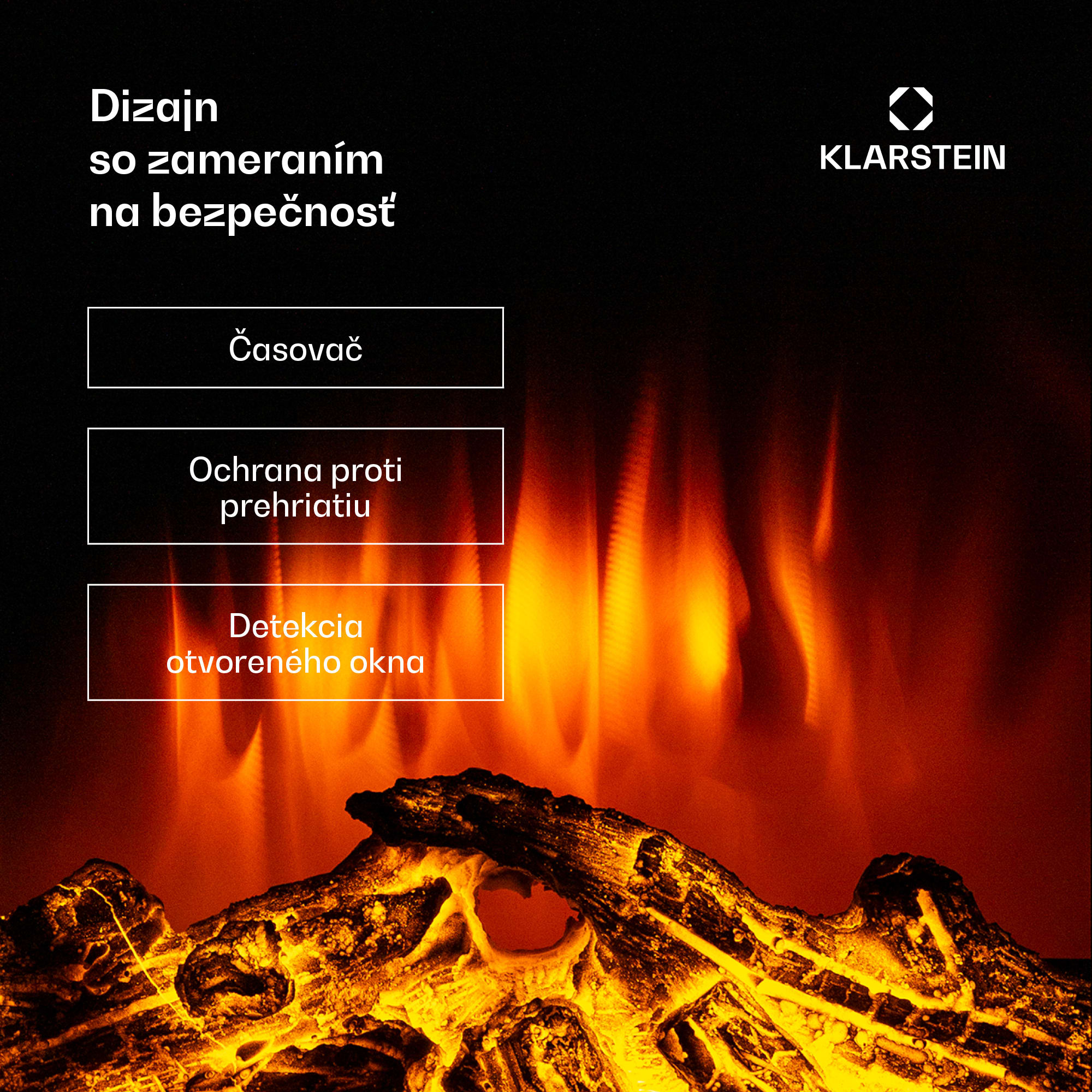Klarstein Lamington, elektrický krb, 2000 W, LED plameň, teplovzdušný ohrievač, časovač, osvetlenie – Obrázok 5