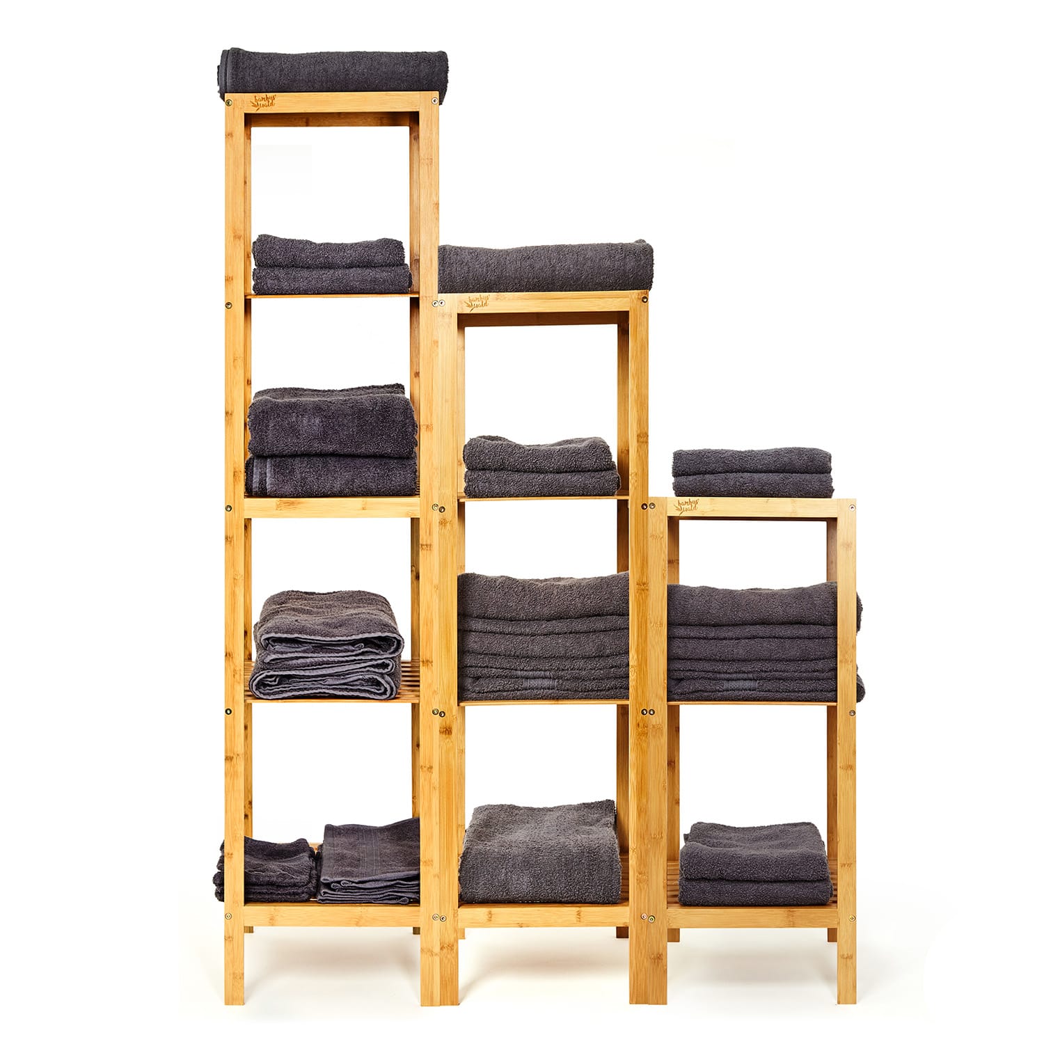 Blumfeldt Regál, viacúčelový regál, 4 úrovne, 34 × 110 × 33 cm (Š × V × H), kombinovateľný, bambus – Obrázok 5