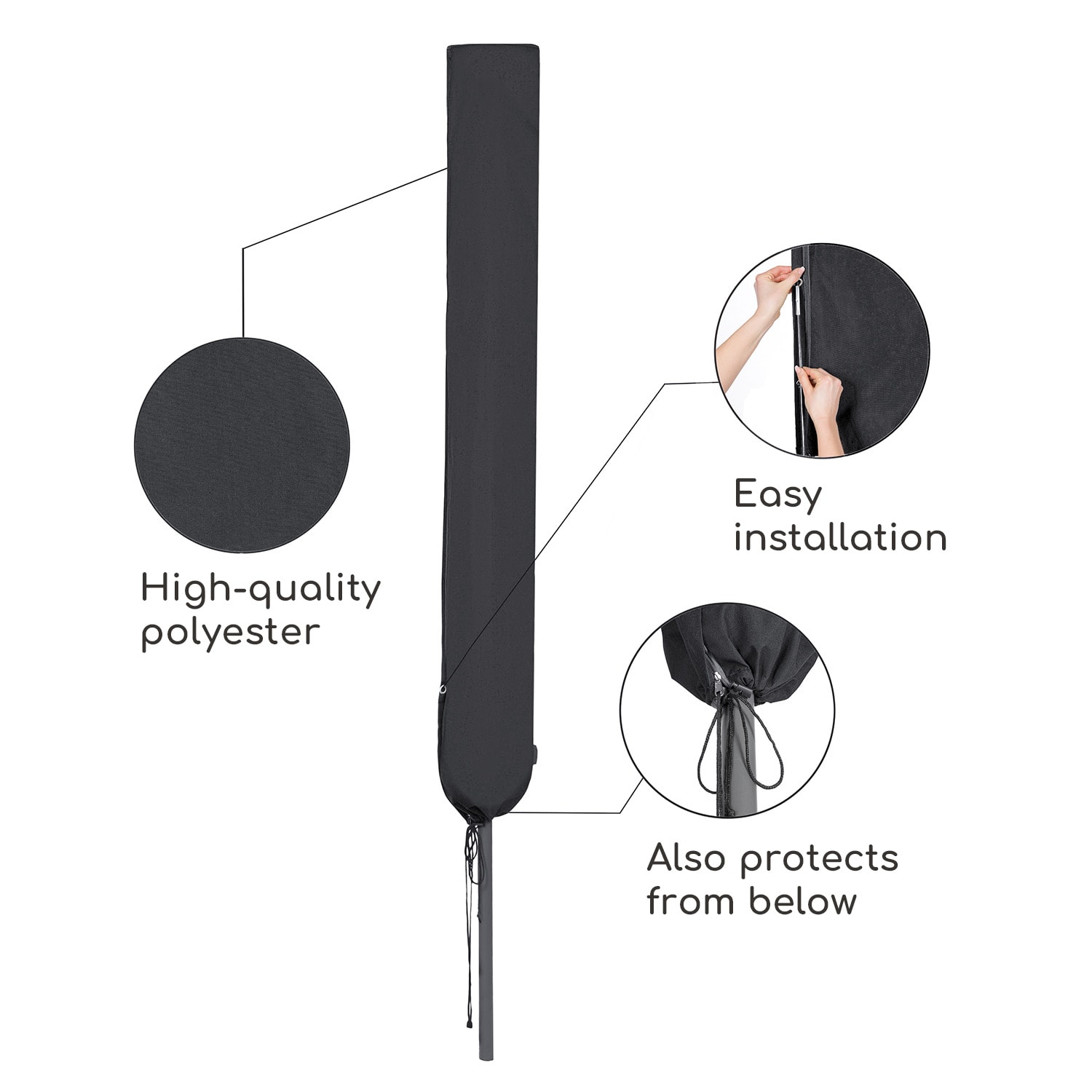 Blumfeldt Shield Premium, ochranný kryt na slnečníky, Ø do 300 cm, UV odolný – Obrázok 2