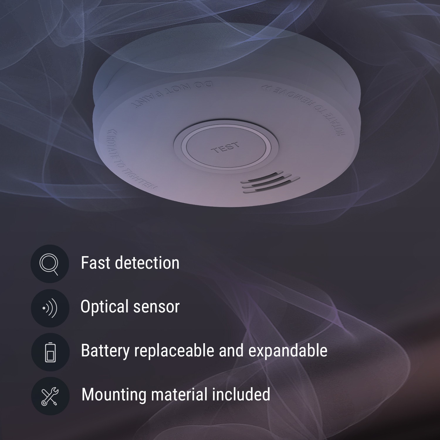 SHD by oneConcept Detektor dymu DOF19, plast, výstražný signál: 85 dB, 9V na batérie – Obrázok 2