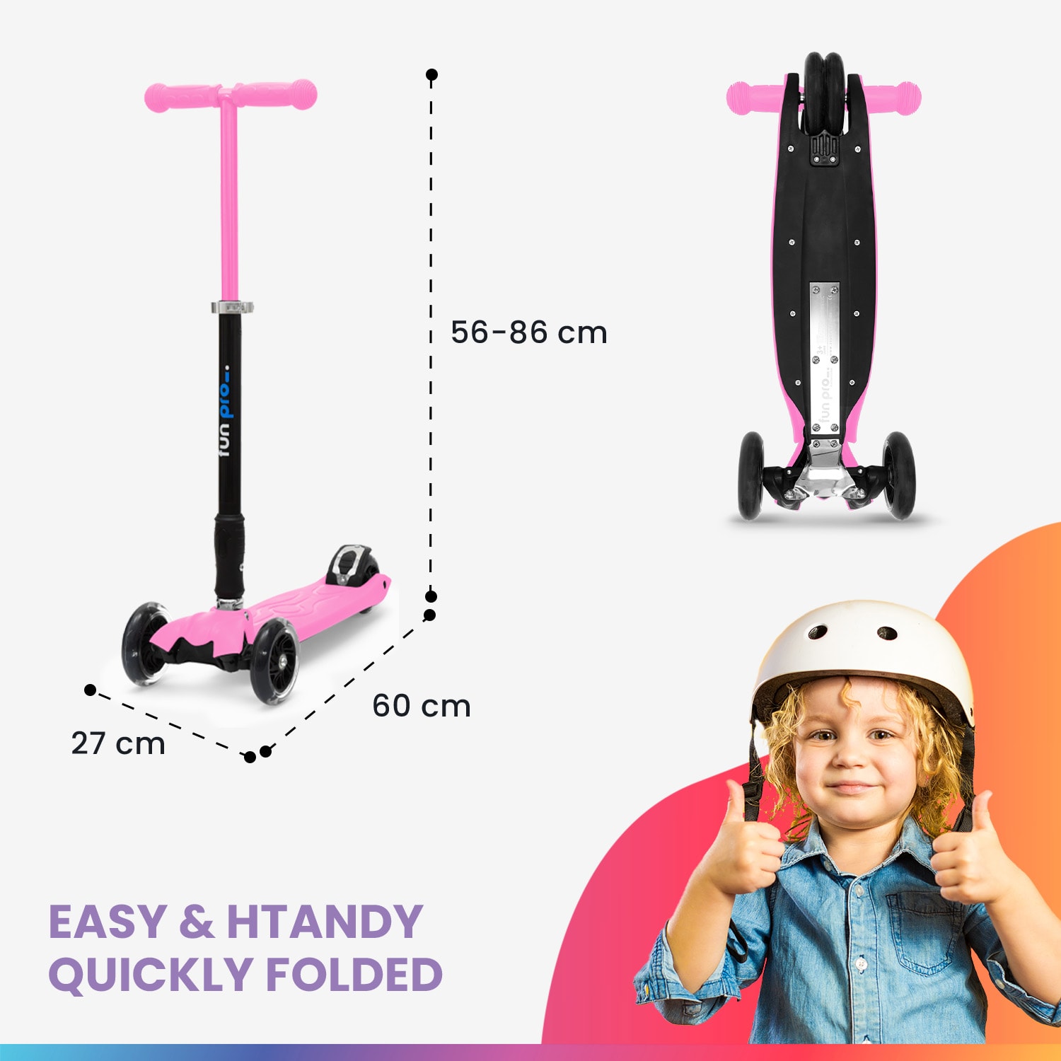 Fun pro TWO Detská kolobežka, od 5 rokov, LED kolesá, 80 kg, skladacie, výškovo nastaviteľné – Obrázok 5