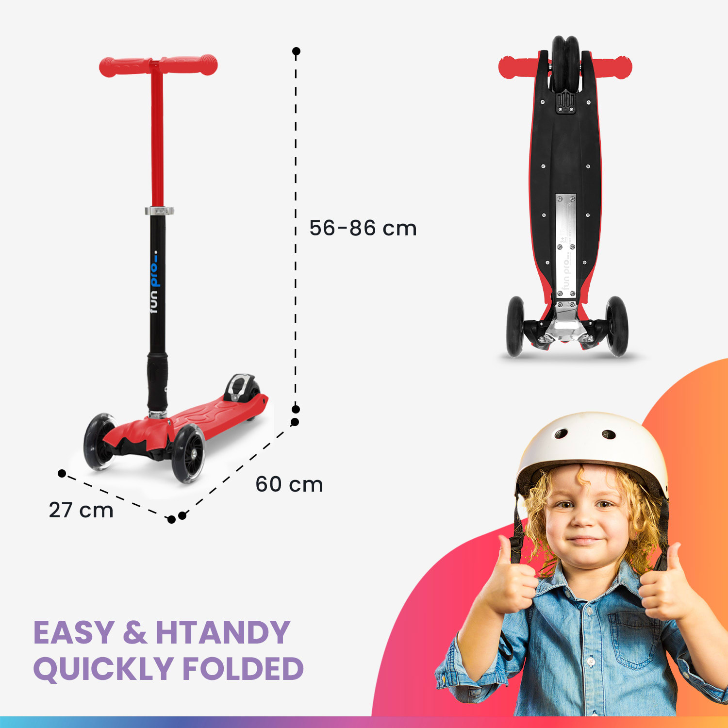 Fun pro TWO Detská kolobežka, od 5 rokov, LED kolesá, 80 kg, skladacie, výškovo nastaviteľné – Obrázok 5