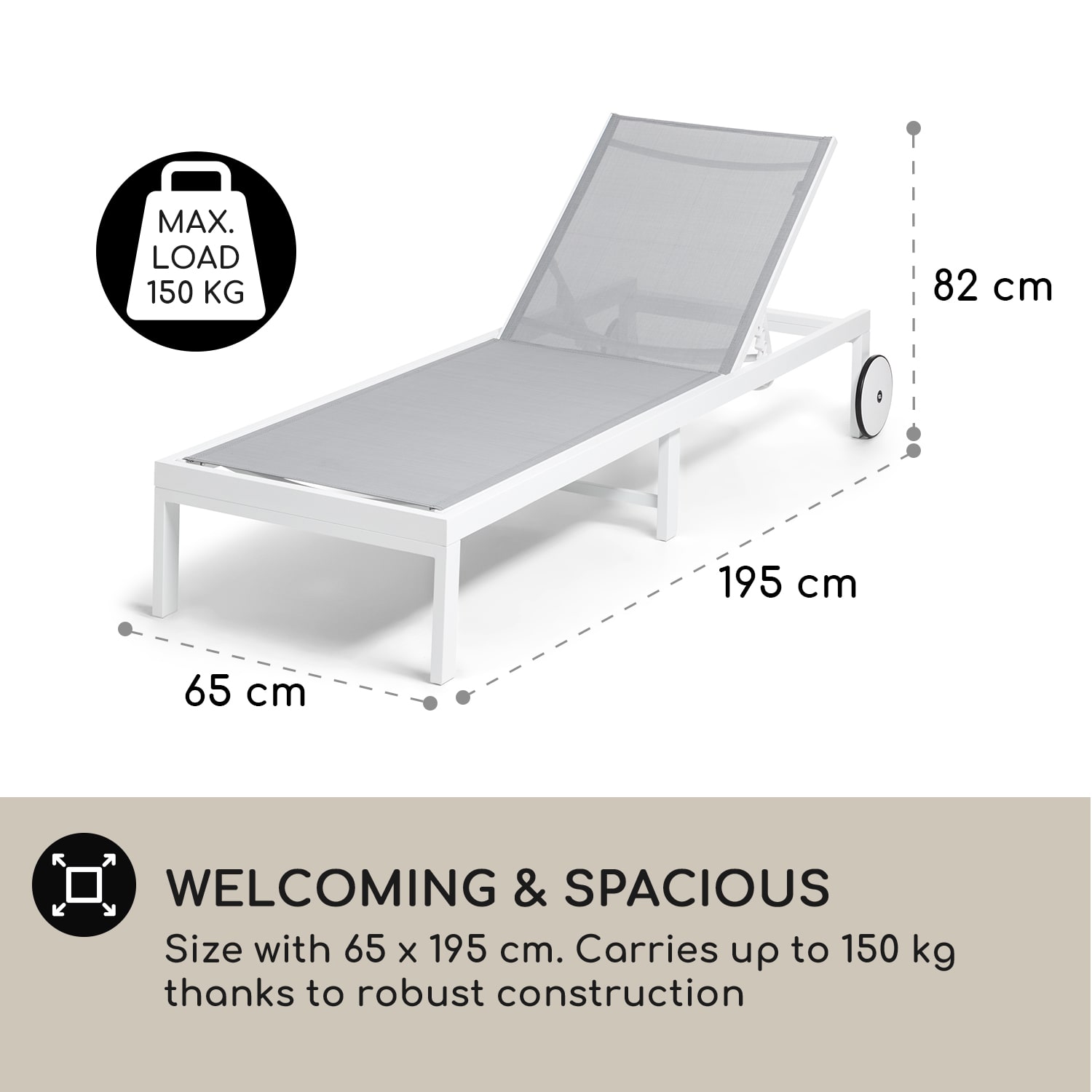 Blumfeldt Lucca Lounger, záhradné lehátko, hliník, 4 úrovne – Obrázok 3
