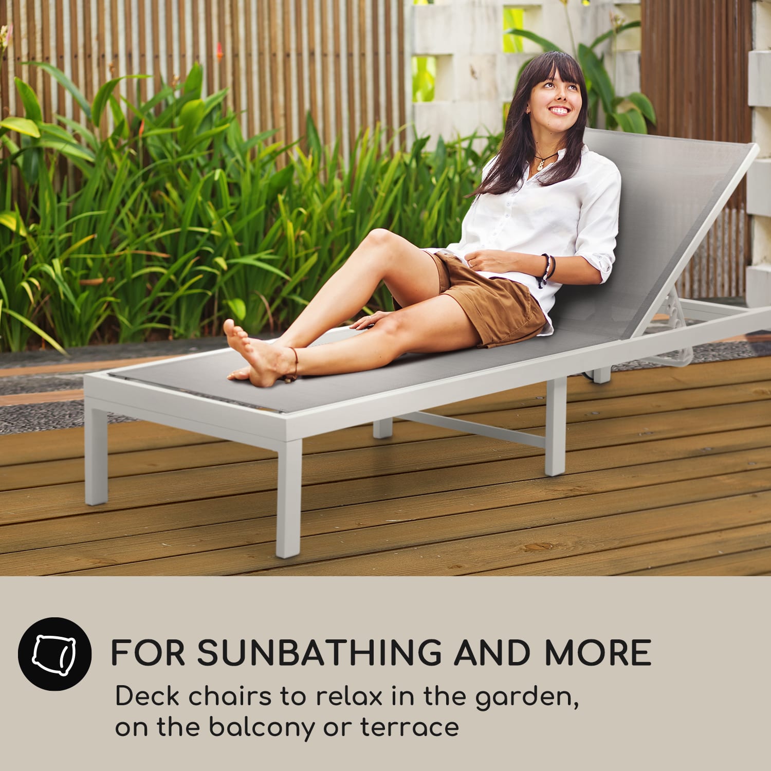 Blumfeldt Lucca Lounger, záhradné lehátko, hliník, 4 úrovne – Obrázok 5