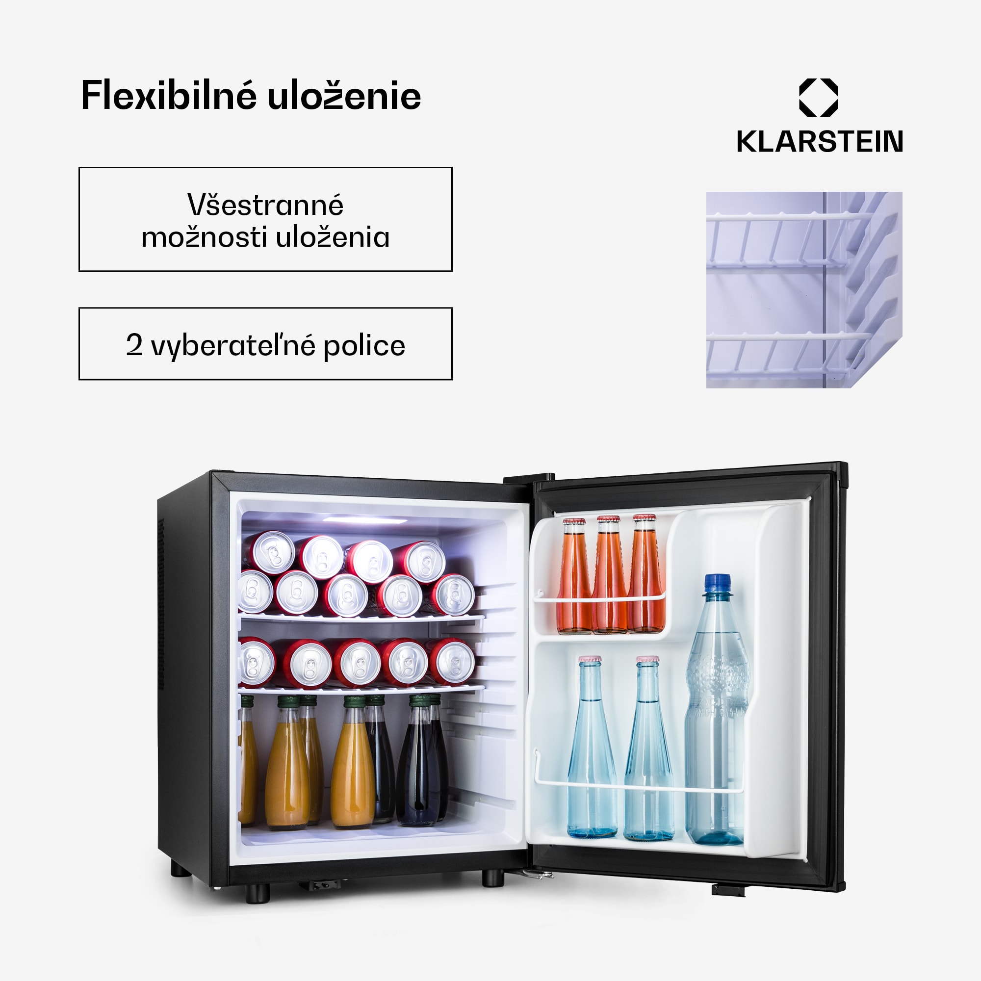 Klarstein Happy Hour 45, mini chladnička, minibar, chladnička na nápoje, 45 l, 26 dB – Obrázok 4