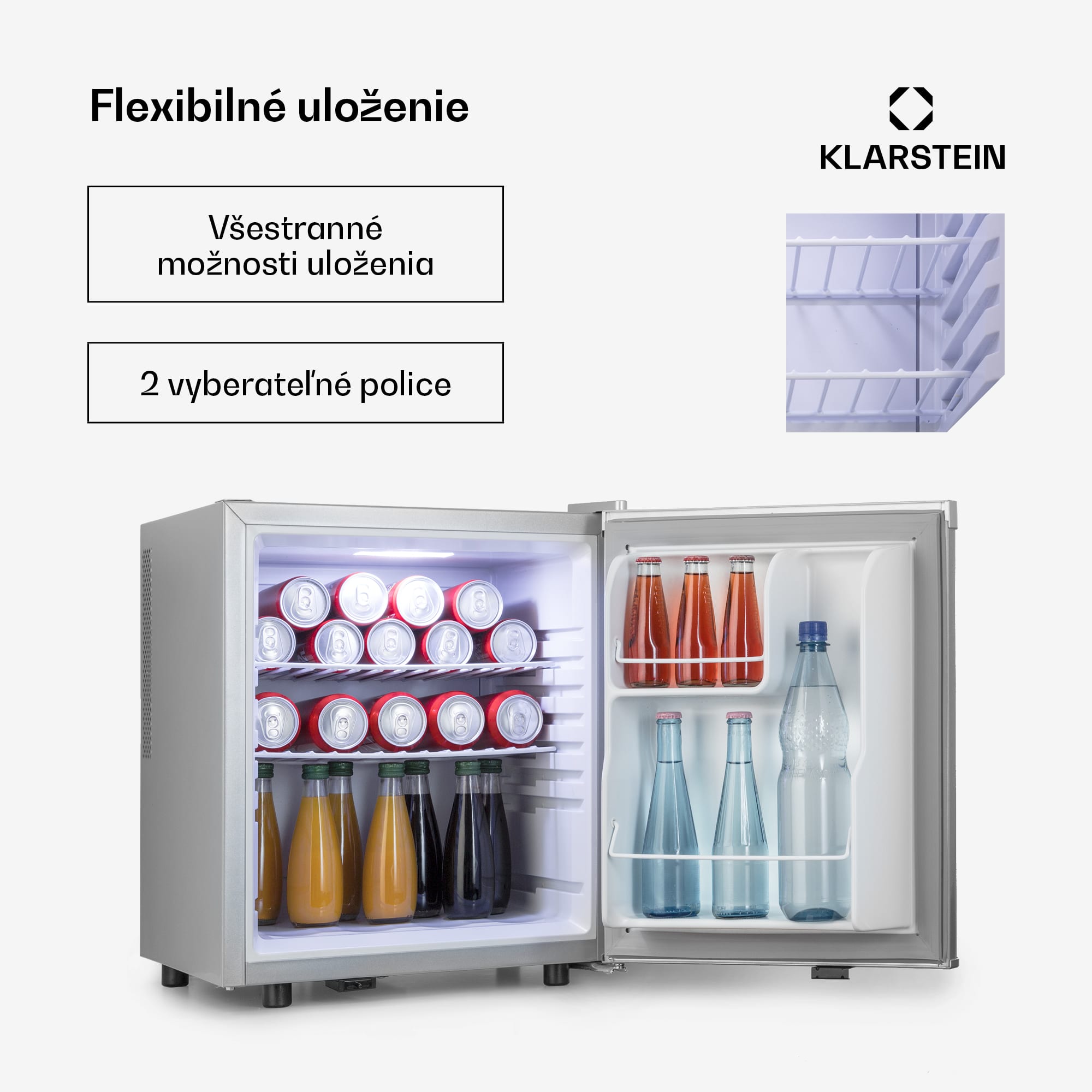 Klarstein Happy Hour 45, mini chladnička, minibar, chladnička na nápoje, 45 l, 26 dB – Obrázok 4