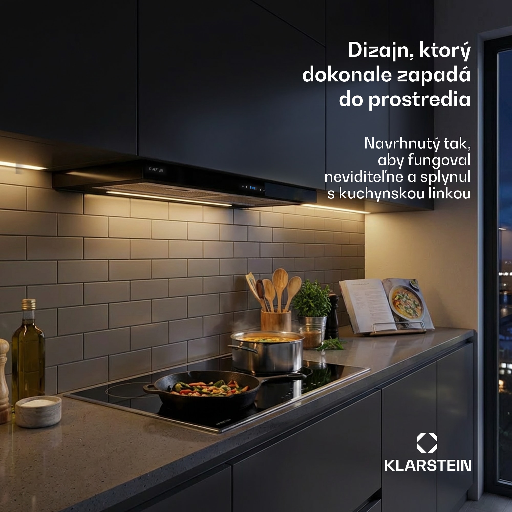 Klarstein Mariana Neo 90, plochý digestor, 90 cm, 640 m³/h, odsávanie vzduchu, LED