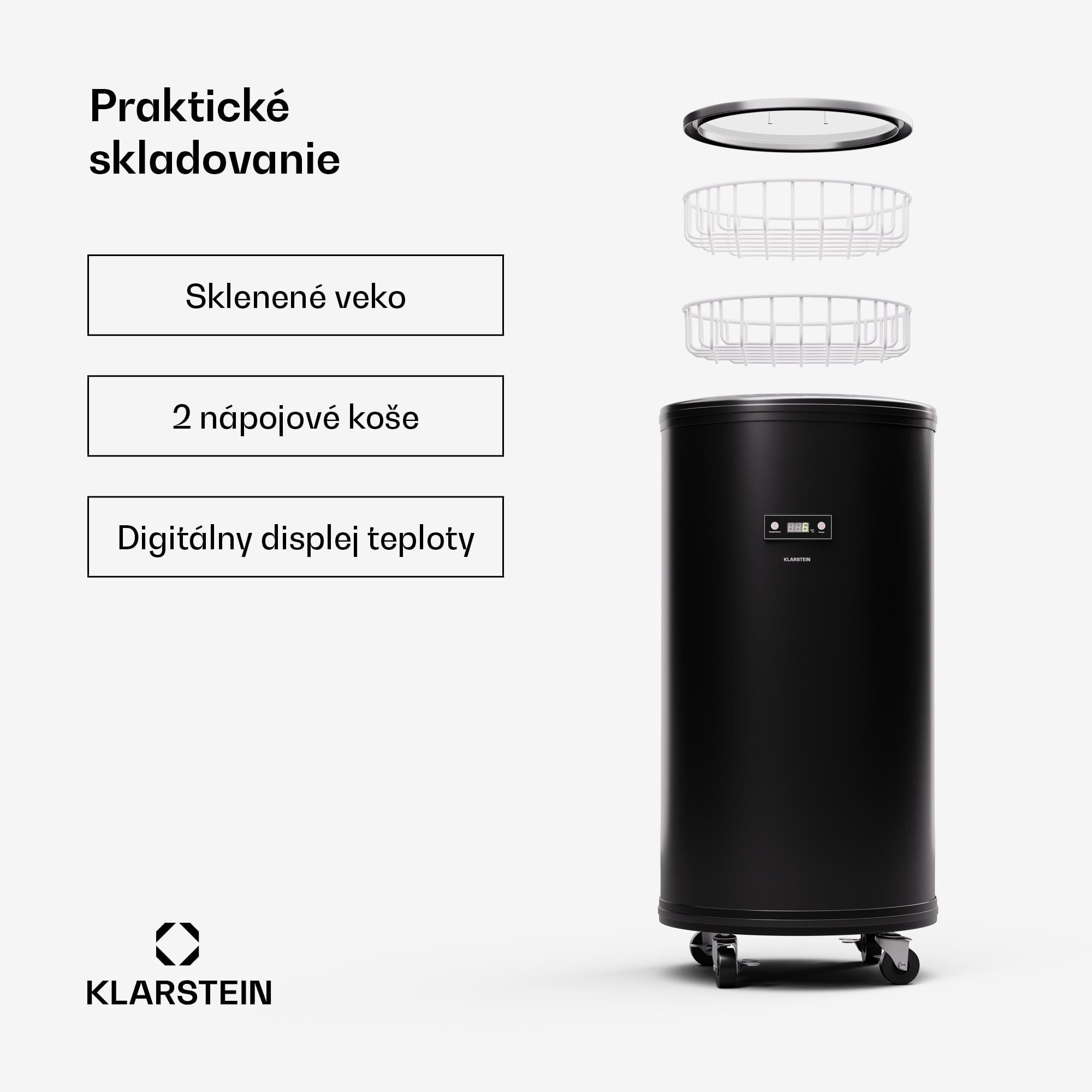Klarstein Mr. Barbot 75, chladnička na nápoje, barová chladnička, 75 litrov, 0-16 °C, mobilná – Obrázok 5