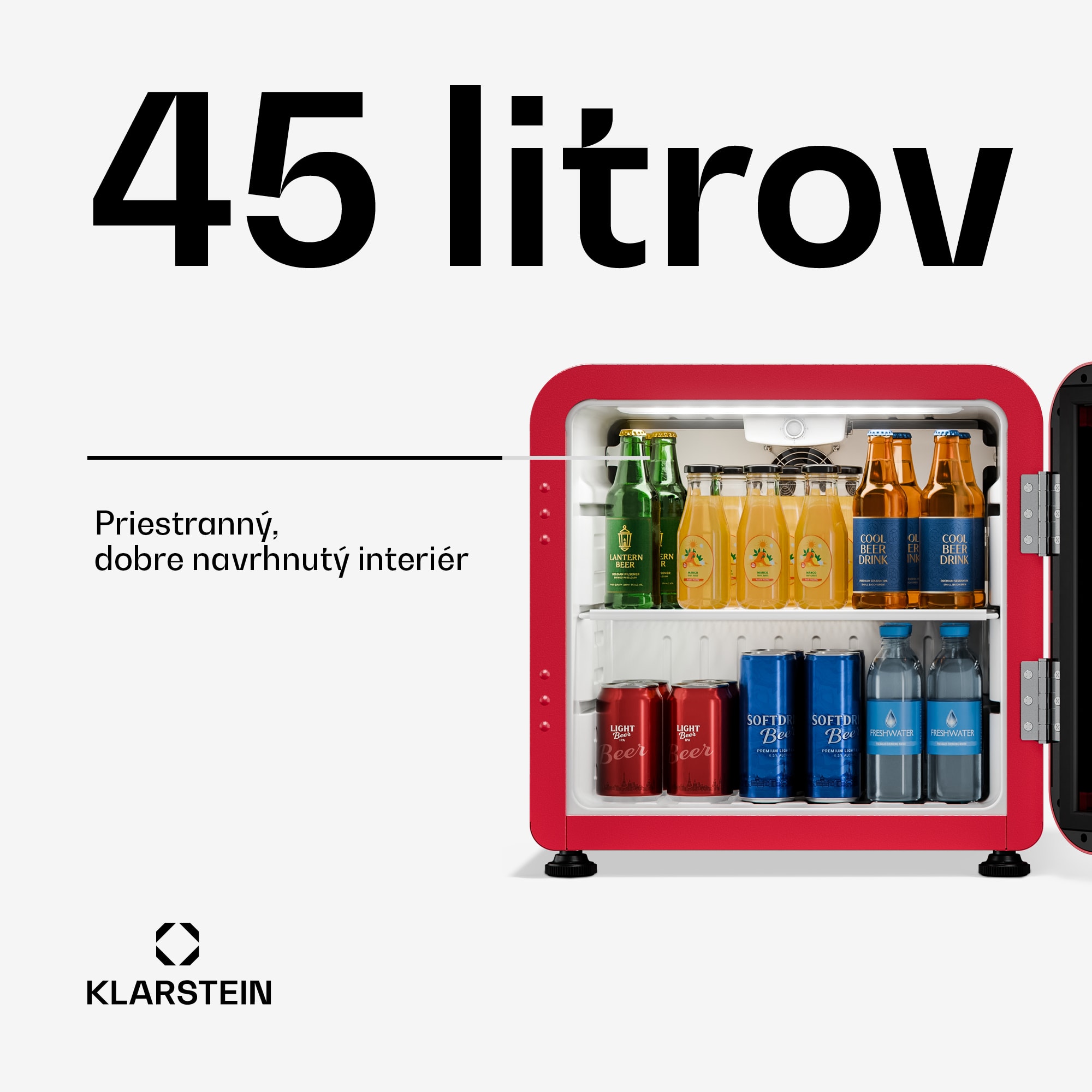 Klarstein Audrey Evo chladič nápojov | 39 x 38 cm | LED vnútorné osvetlenie | 75 W | 42 dB