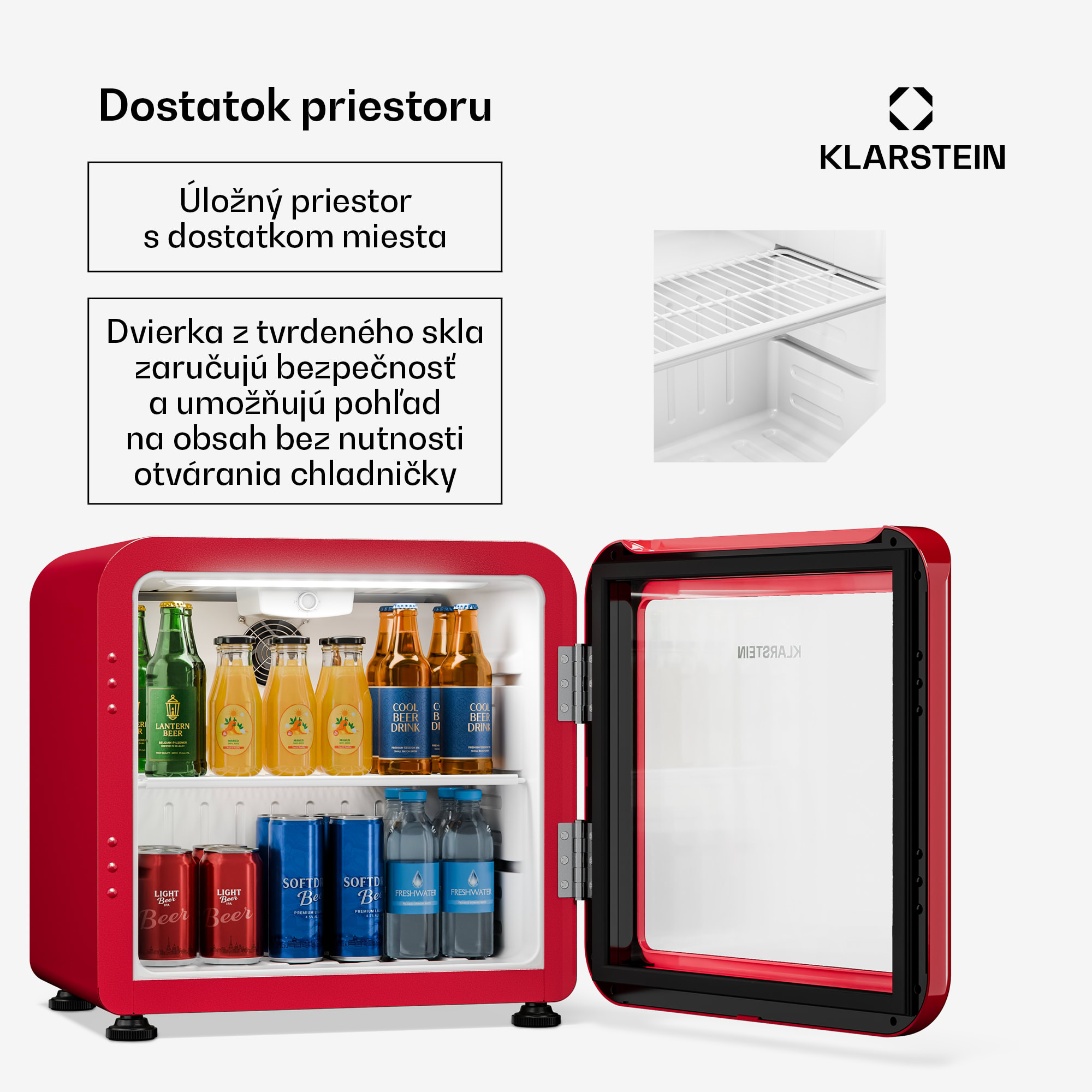 Klarstein Audrey Evo chladič nápojov | 39 x 38 cm | LED vnútorné osvetlenie | 75 W | 42 dB – Obrázok 4