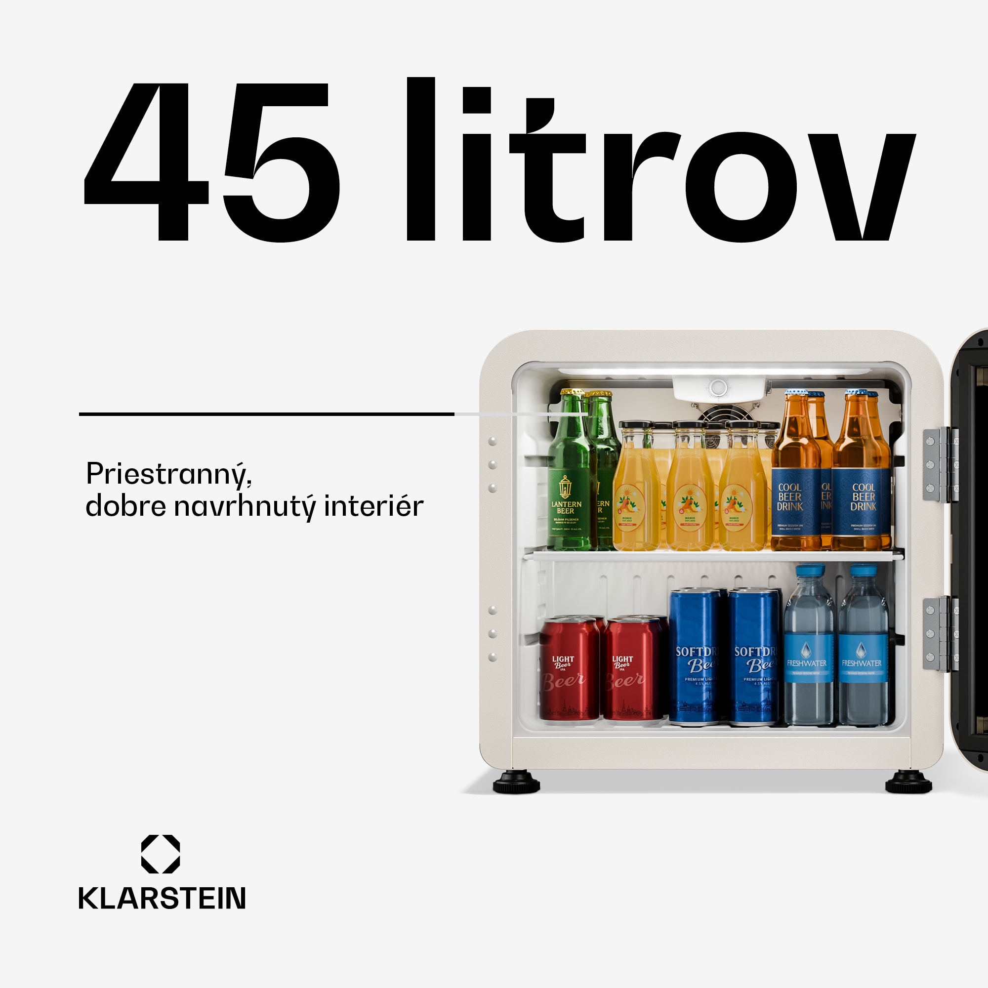 Klarstein Audrey Evo chladič nápojov | 39 x 38 cm | LED vnútorné osvetlenie | 75 W | 42 dB