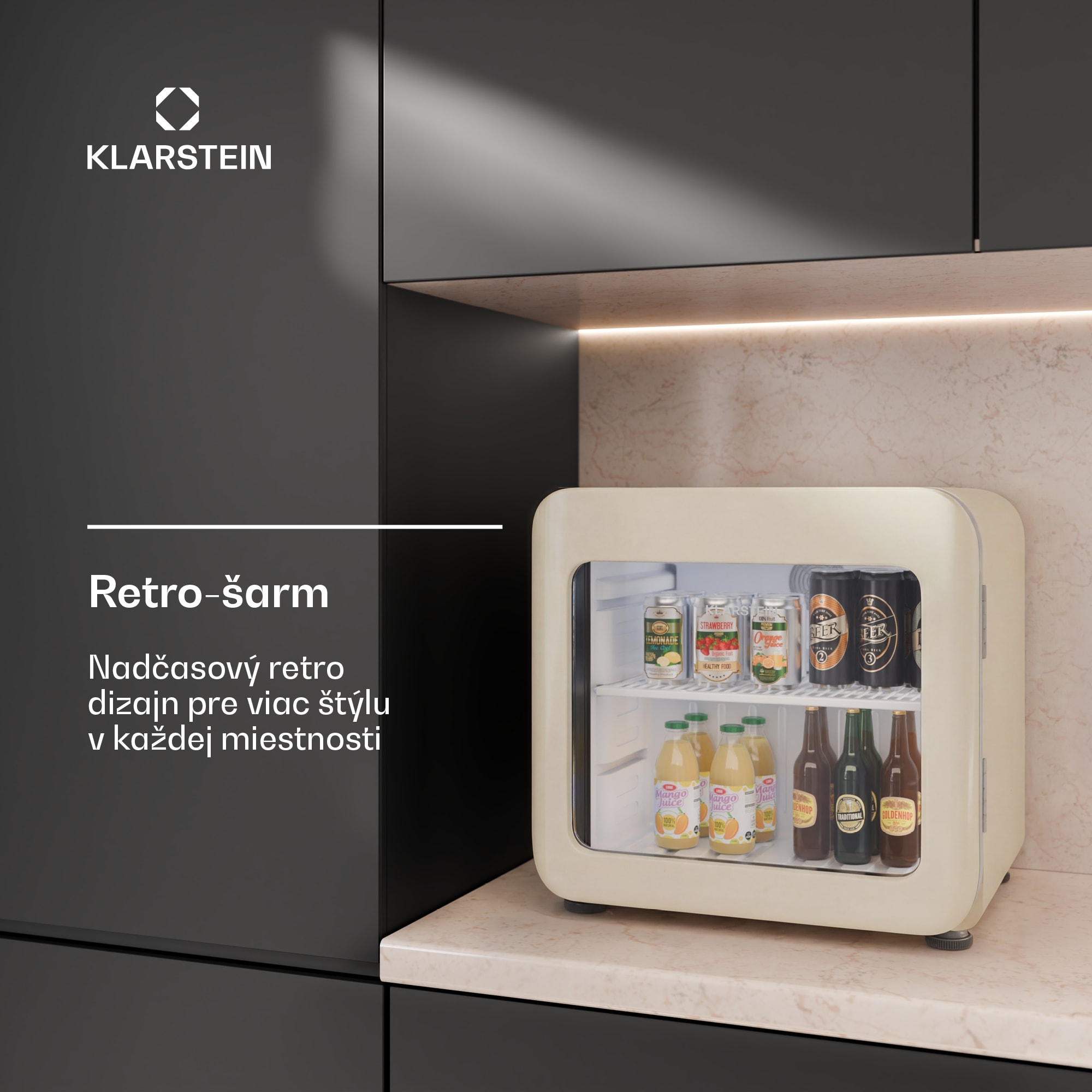 Klarstein Audrey Evo chladič nápojov | 39 x 38 cm | LED vnútorné osvetlenie | 75 W | 42 dB – Obrázok 2