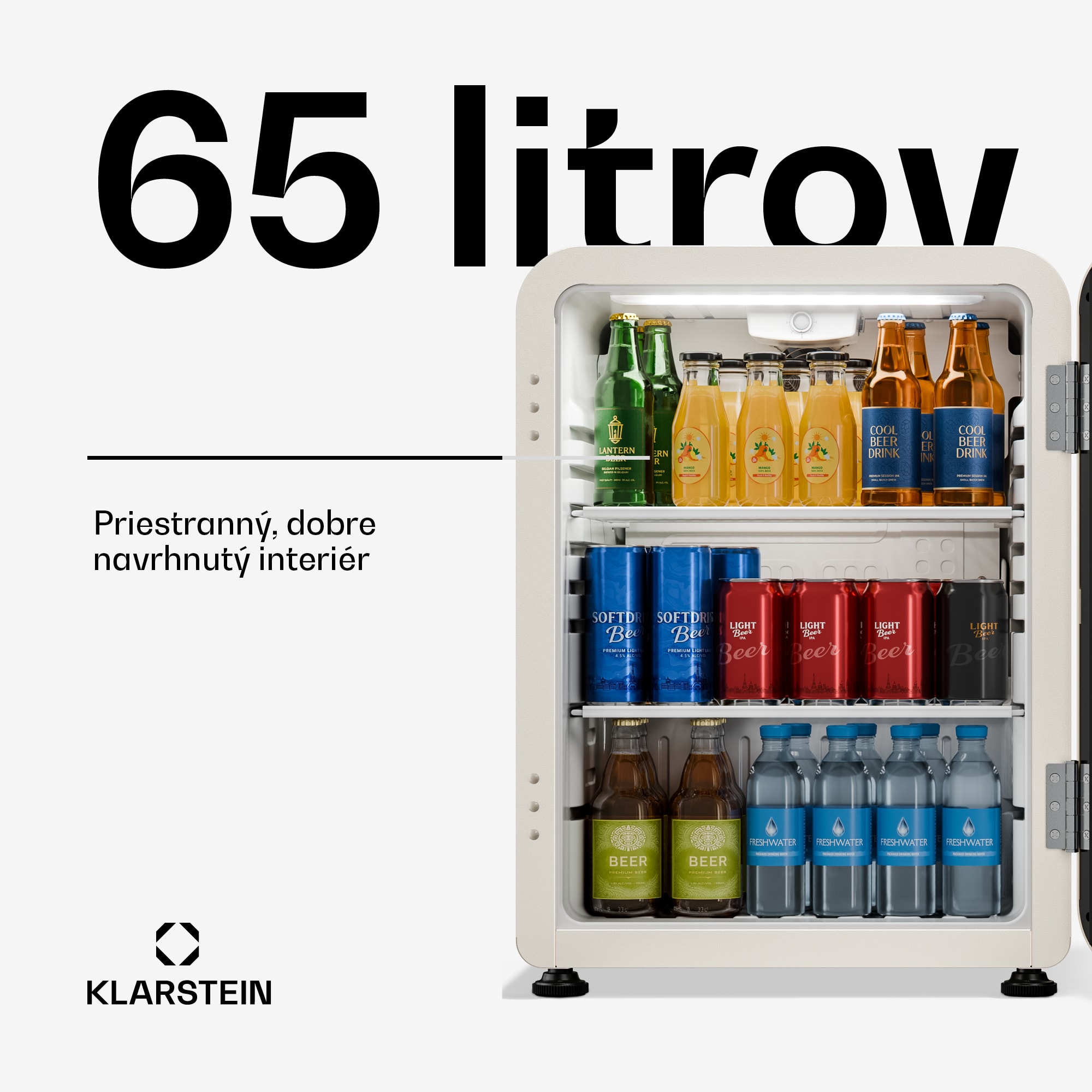Klarstein Audrey Evo chladič nápojov | 56 x 38 cm | LED vnútorné osvetlenie | 85 W | 42 dB