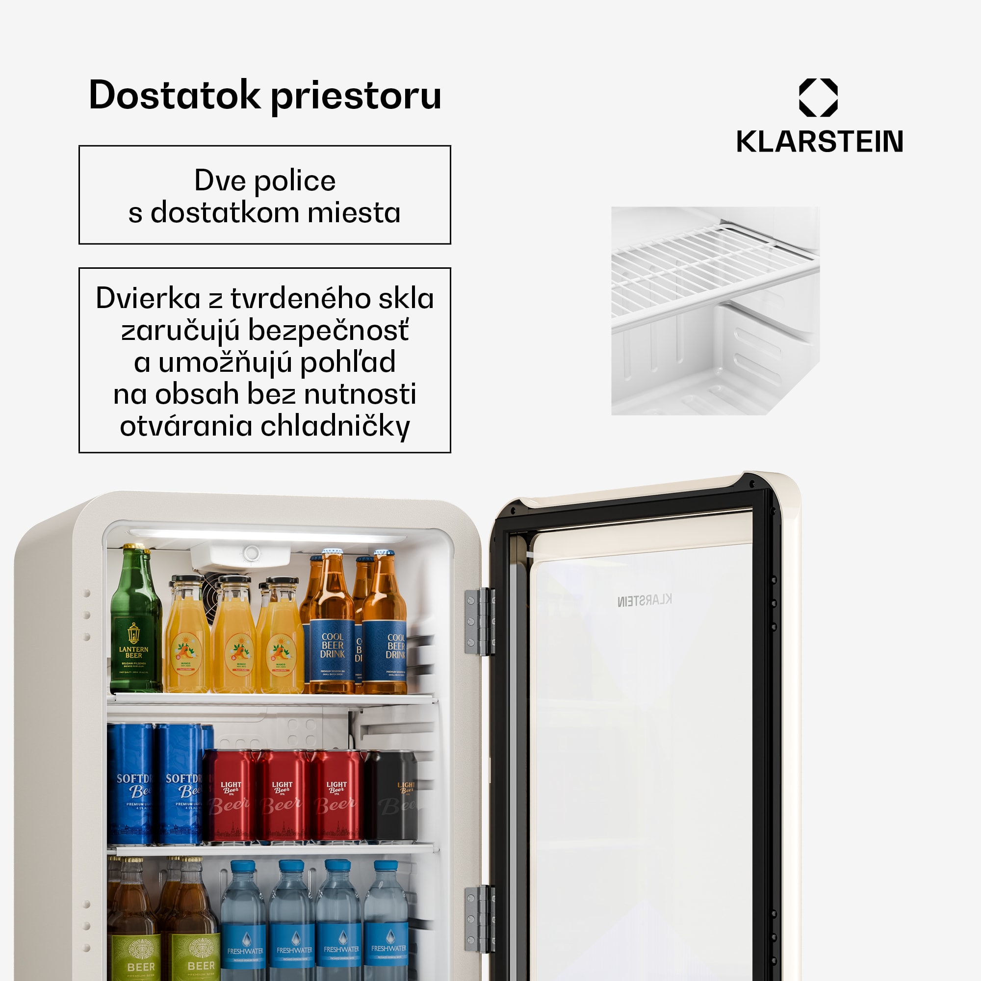 Klarstein Audrey Evo chladič nápojov | 56 x 38 cm | LED vnútorné osvetlenie | 85 W | 42 dB – Obrázok 4