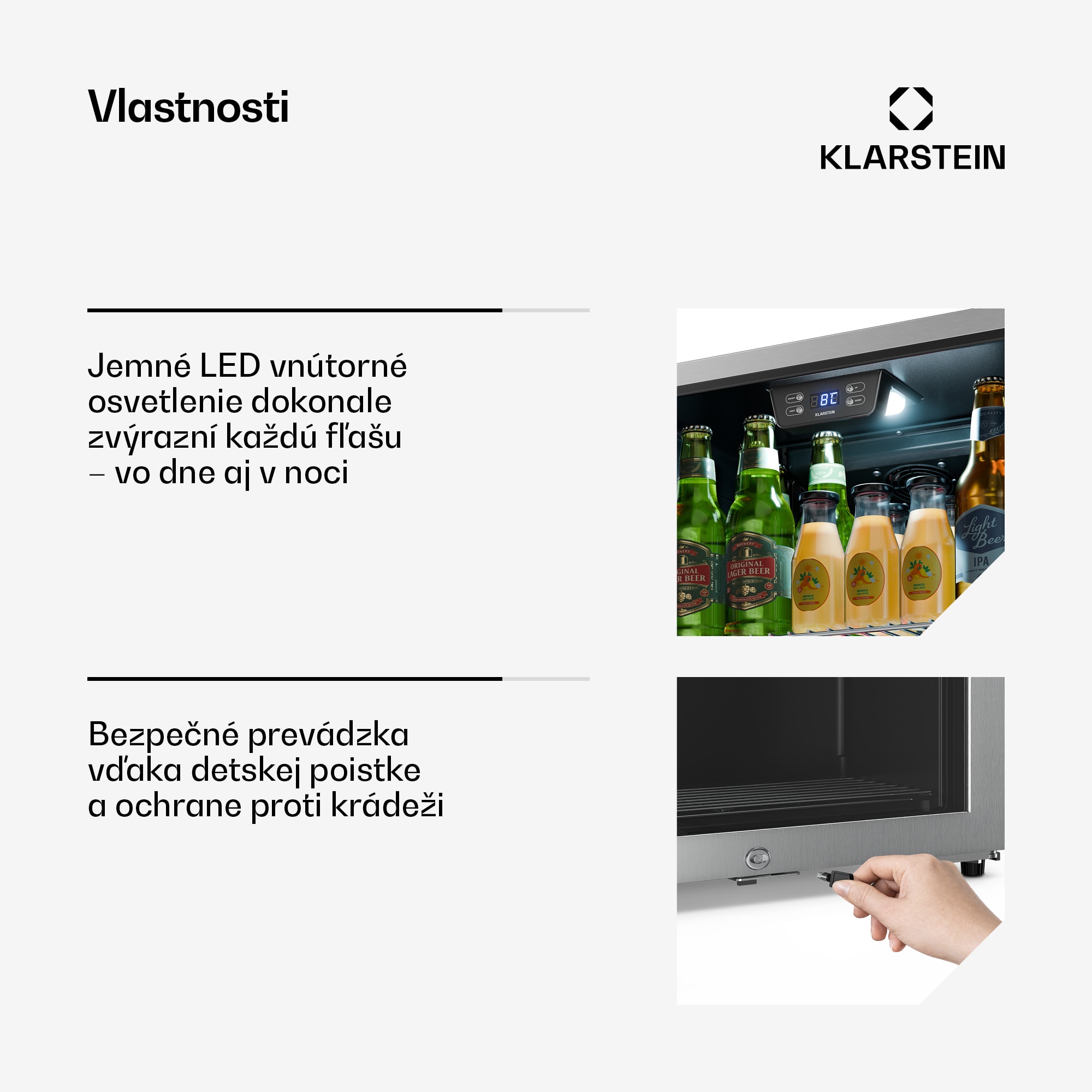 Klarstein LuxeChill chladnička na nápoje | 64 x 48 cm | LED vnútorné osvetlenie | Čierna – Obrázok 5