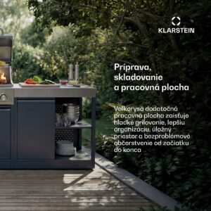 Klarstein WaldChef úložná skrinka | Pracovná doska z nehrdzavejúcej ocele | Odolná voči poveternostným vplyvom | 90 x 90 cm