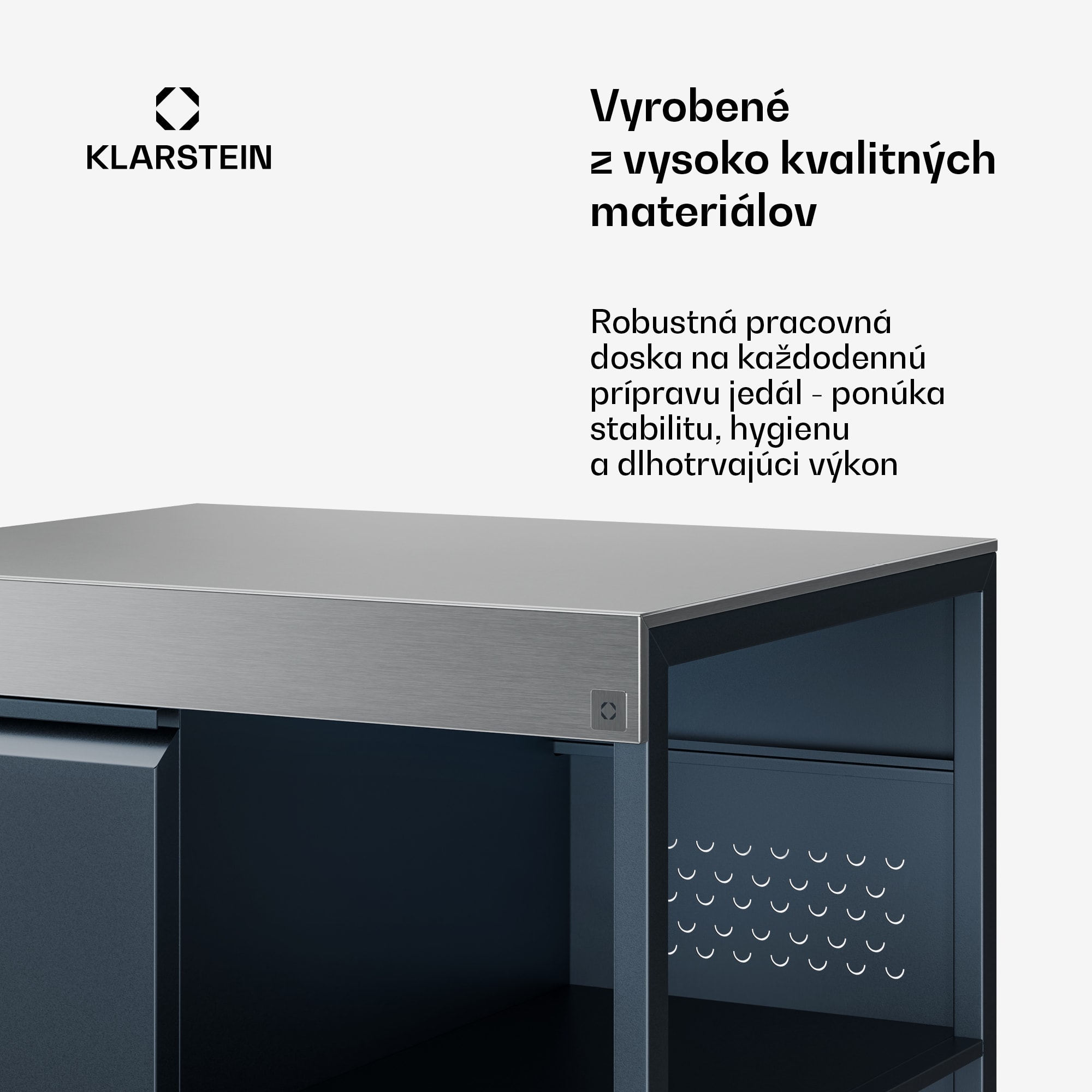 Klarstein WaldChef úložná skrinka | Pracovná doska z nehrdzavejúcej ocele | Odolná voči poveternostným vplyvom | 90 x 90 cm – Obrázok 2