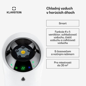 Klarstein Skyscraper Ice, 4 v 1 ochladzovač vzduchu, ventilátor, čistička vzduchu, zvlhčovač, 45 W, 180 m³/h, oscilácia, mobilný, diaľkové ovládanie